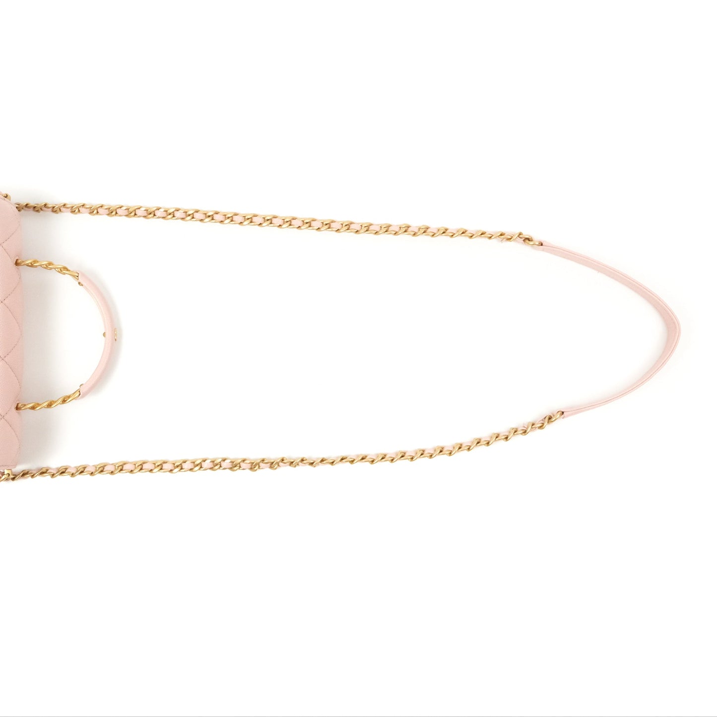 Chanel Carry Me Top Handle Flap Bag Pink Caviar Aged Gold Hardware 23S