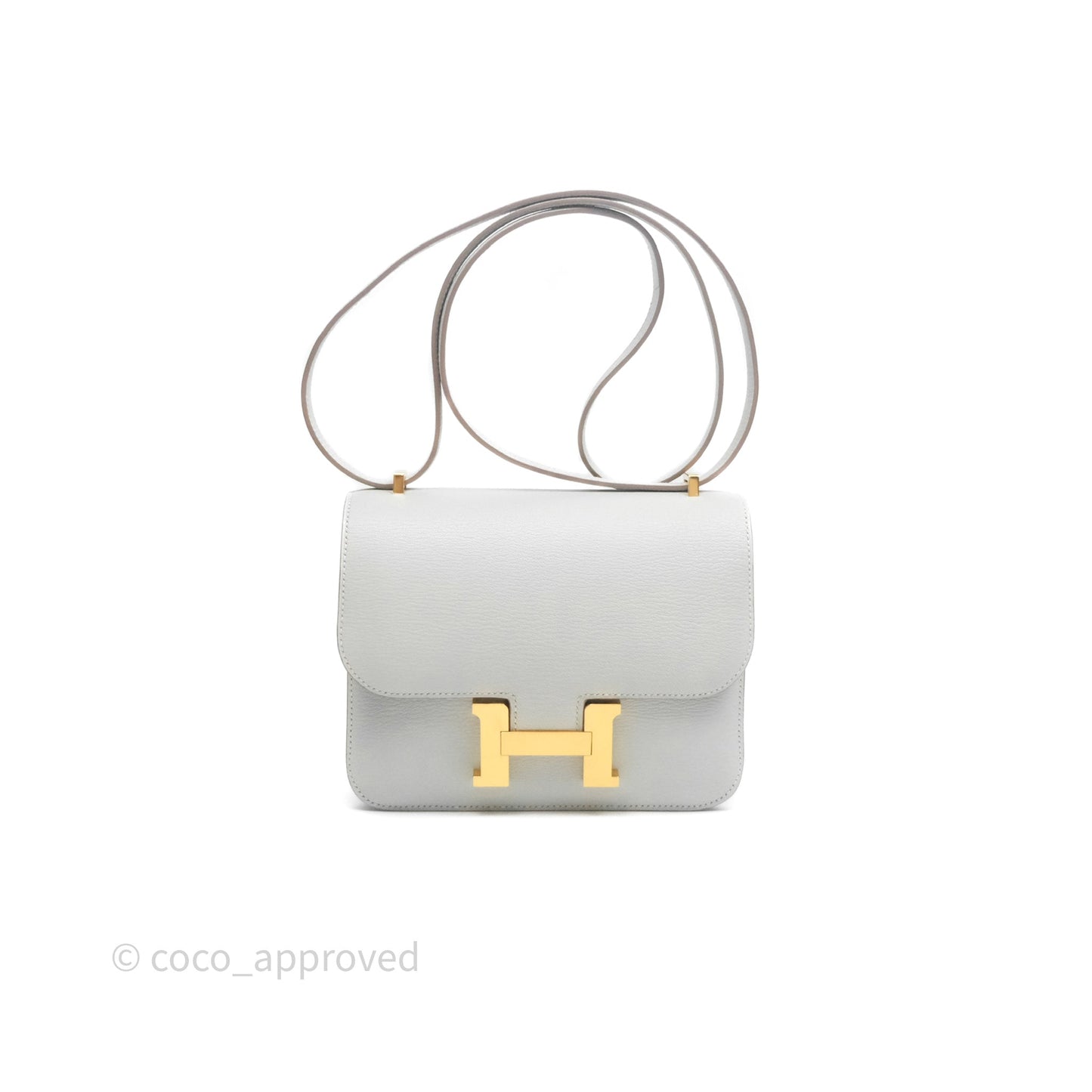 Hermès Constance Mini 18cm Mirror Gris Perle 80 Chevre Mysore Gold Hardware