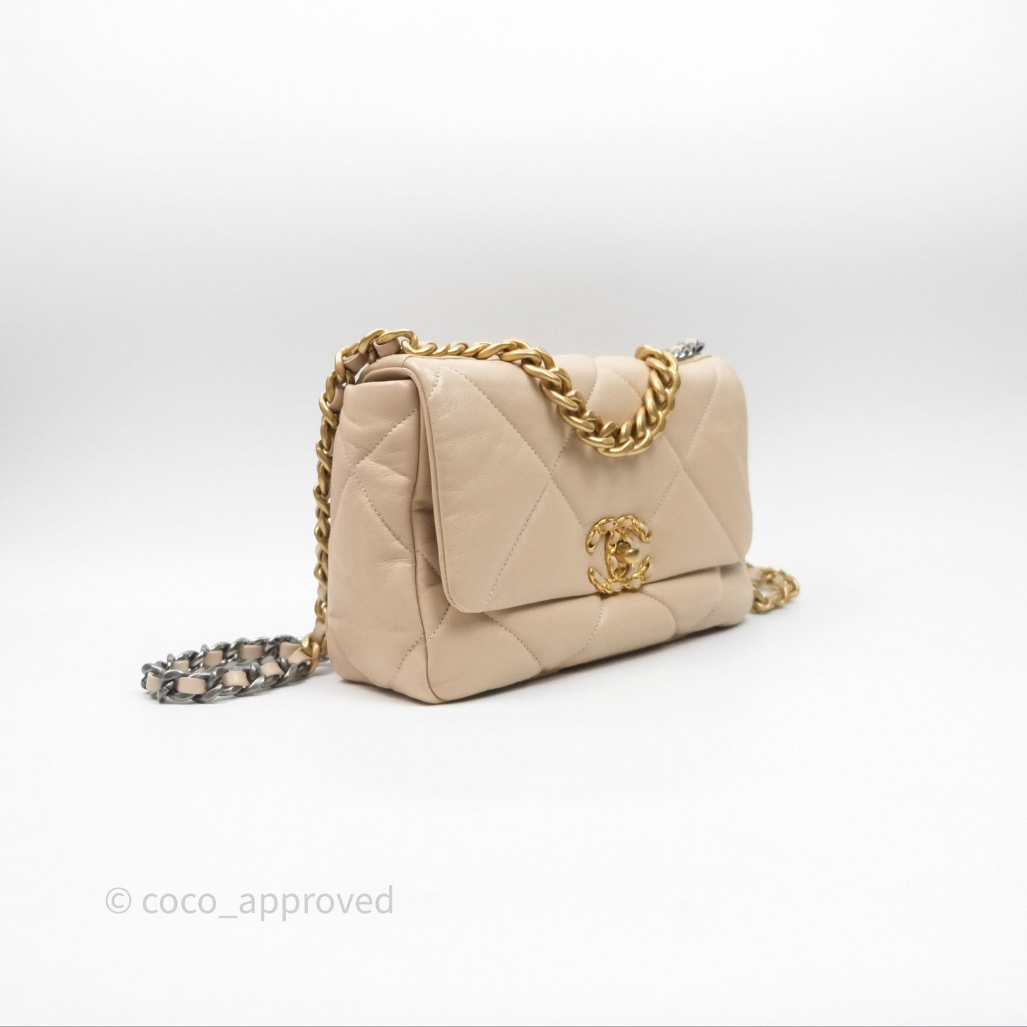 Chanel 19 Small Beige Mixed Hardware
