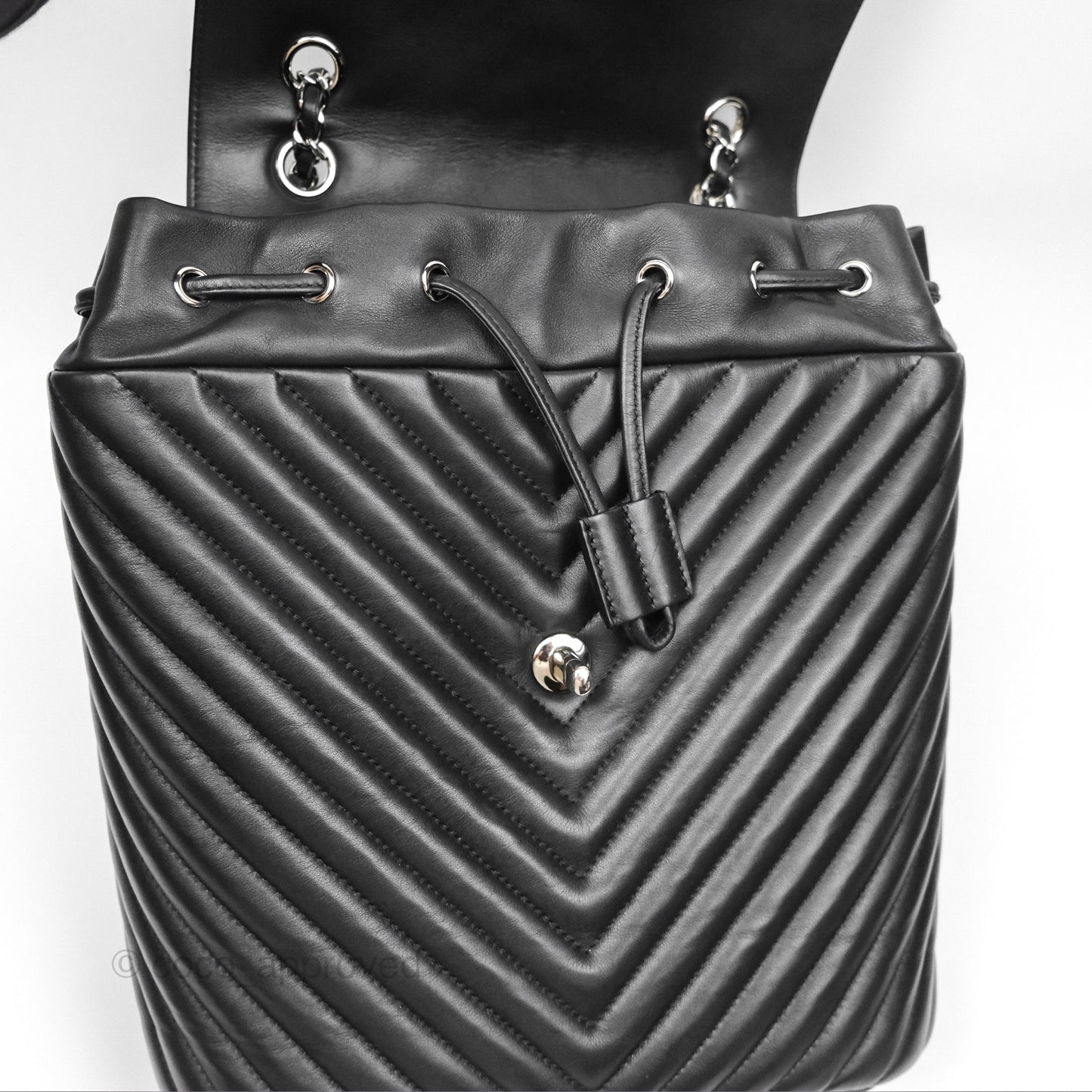 Chanel Medium Chevron Urban Spirit Backpack Black Calfskin Silver Hardware