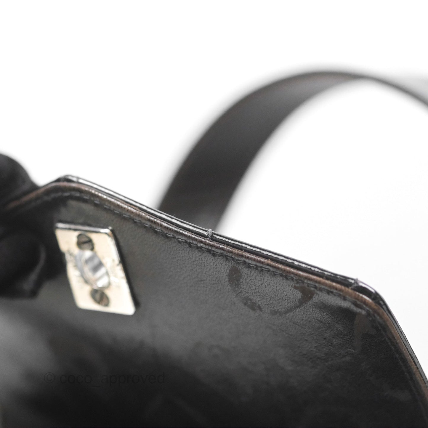 Chanel Vintage Tote Quilted Black Patent Silver Hardware