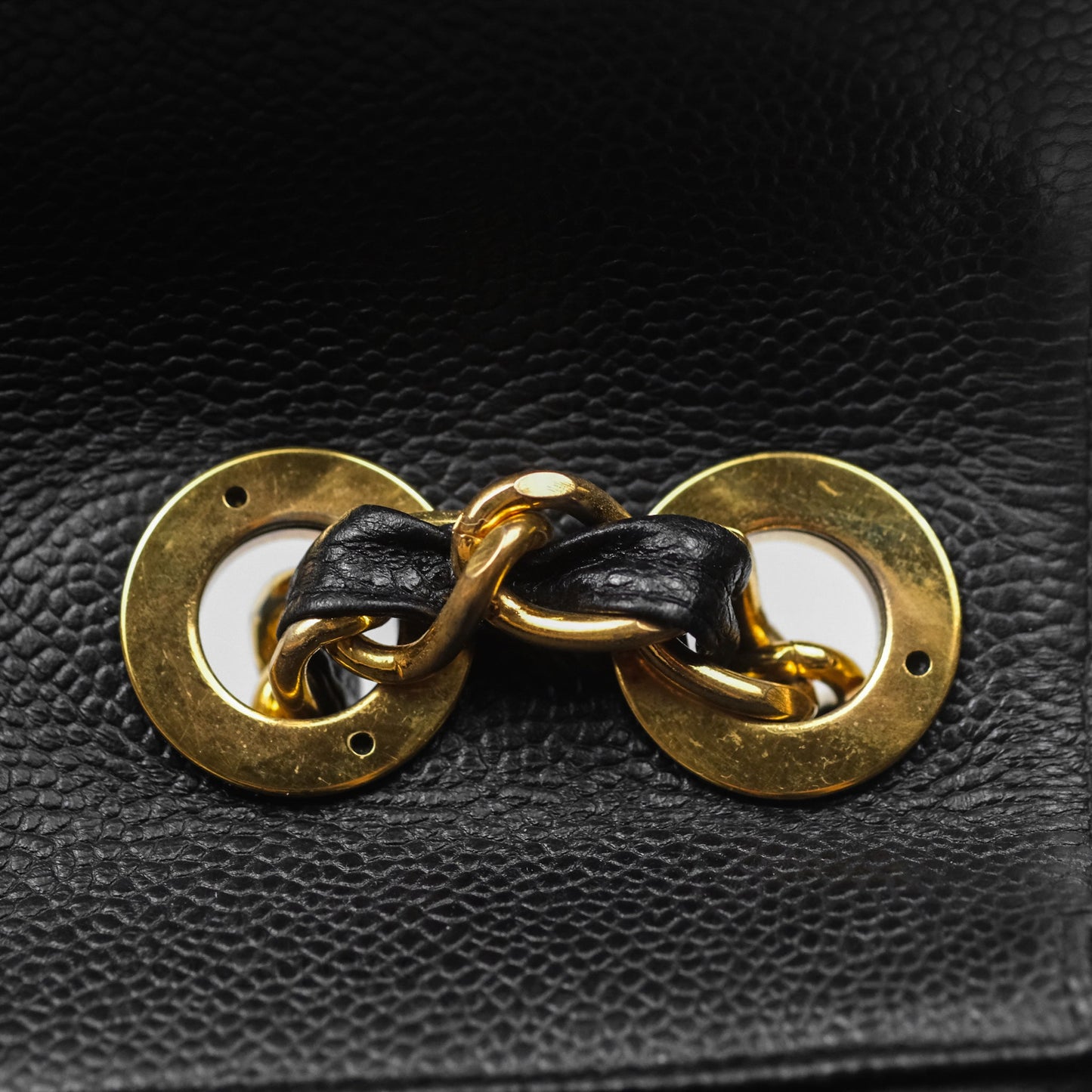 Chanel Vintage Jumbo Single Flap Black Caviar 24K Gold Hardware