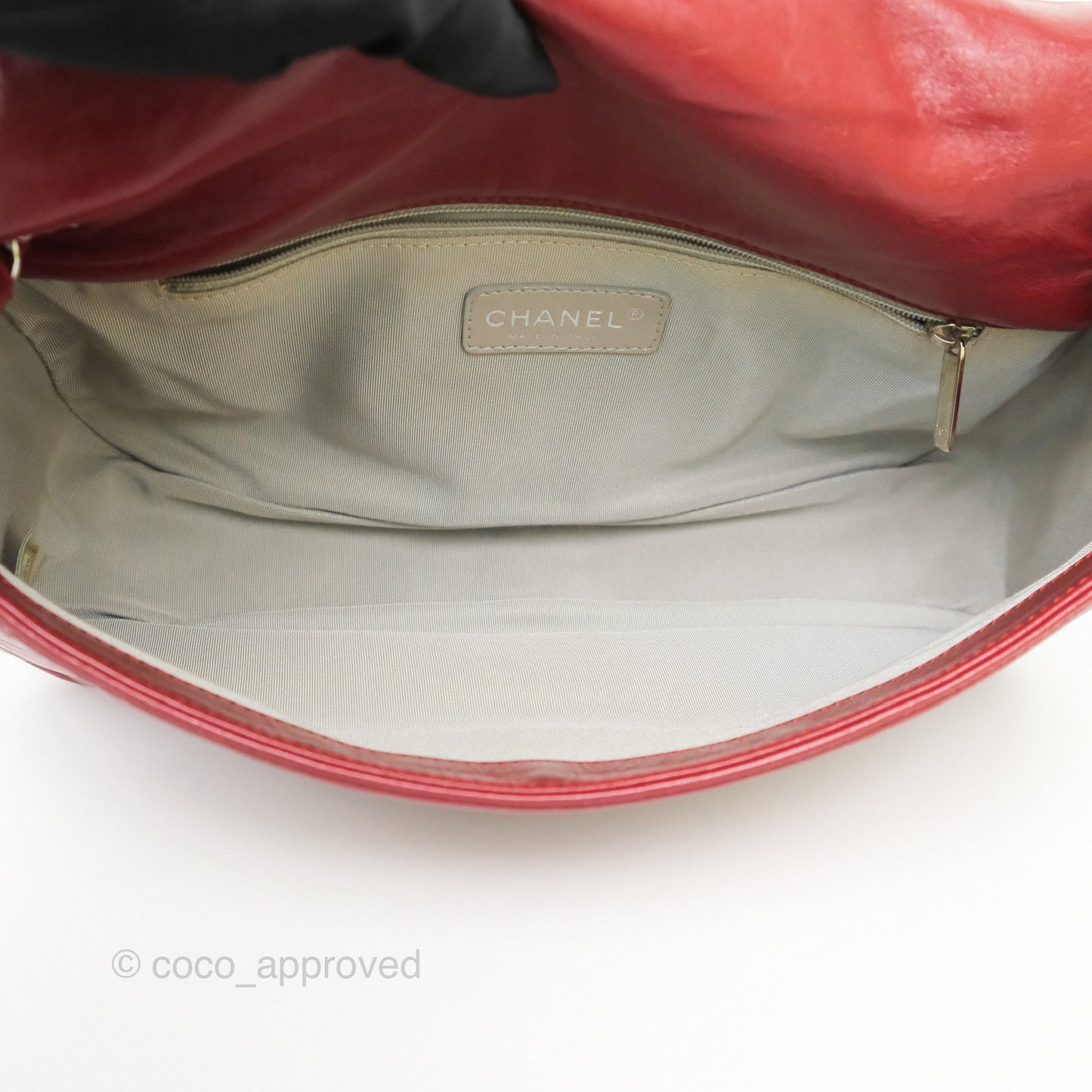 Chanel CC Flap Shoulder Bag Dark Red Crumpled Leather Silver Hardware