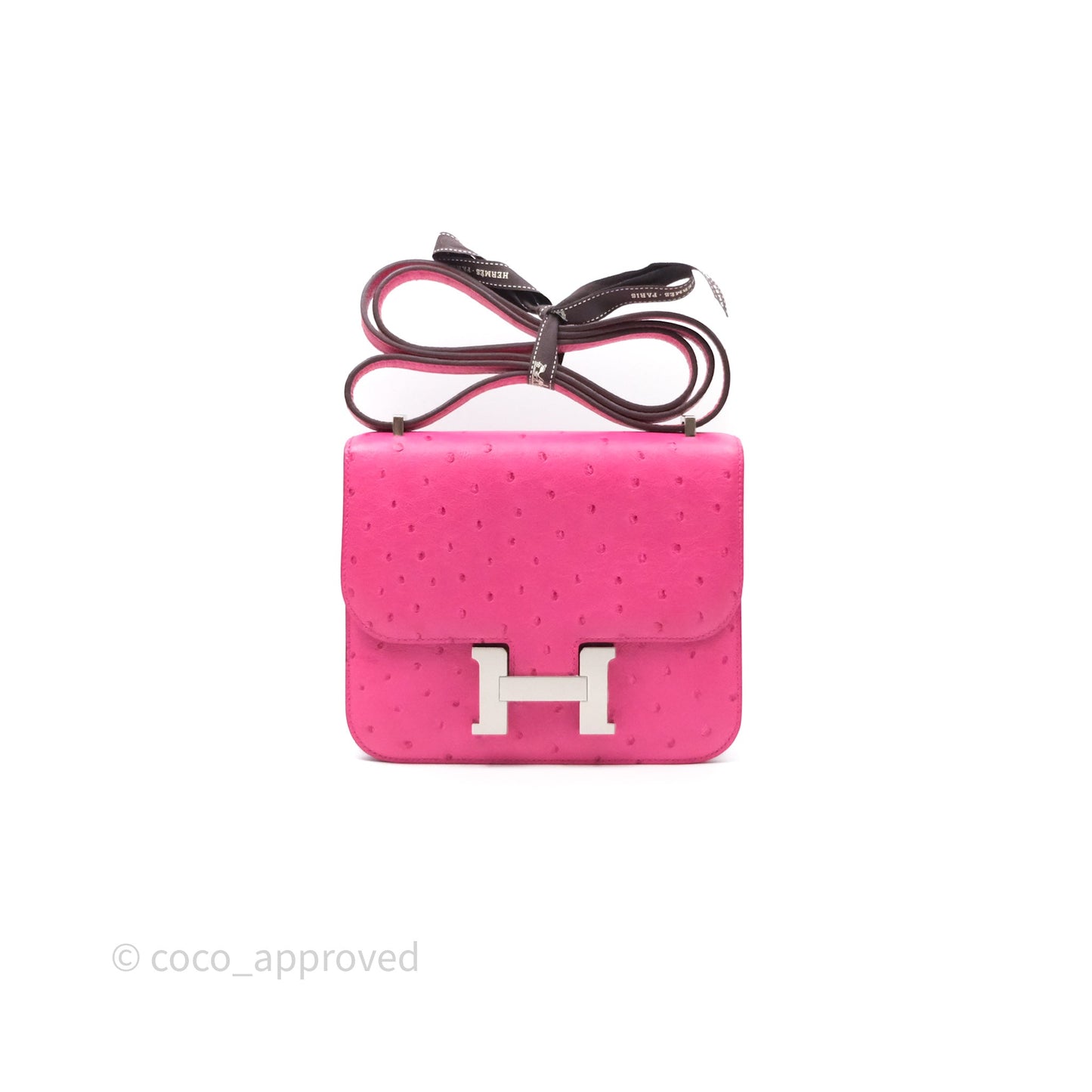 Hermès Constance Mini 18cm Rose Tyrien E5 Ostrich Palladium Hardware
