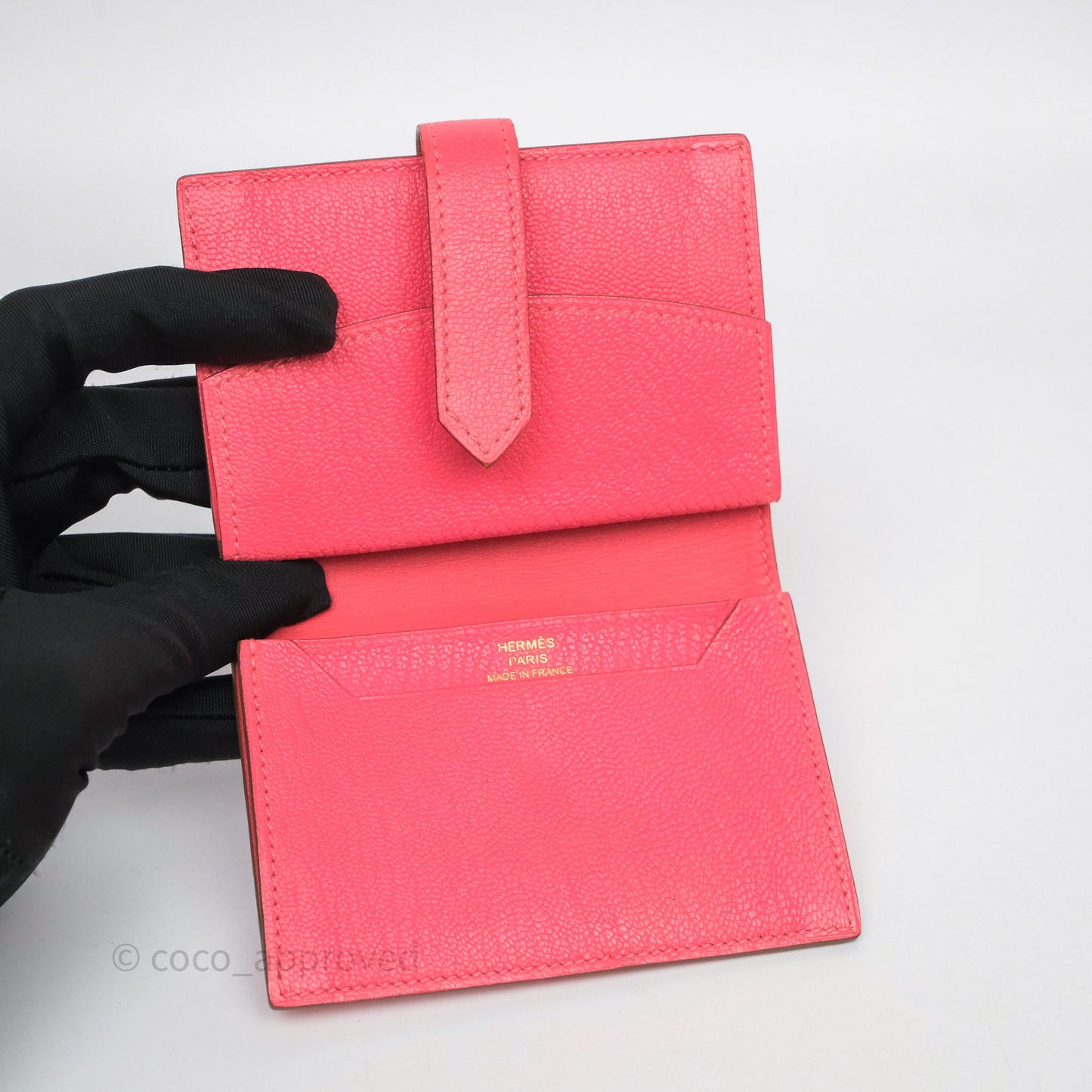Hermès Bearn Mini Wallet Rose Lipstick U5 Chevre Mysore Gold Hardware