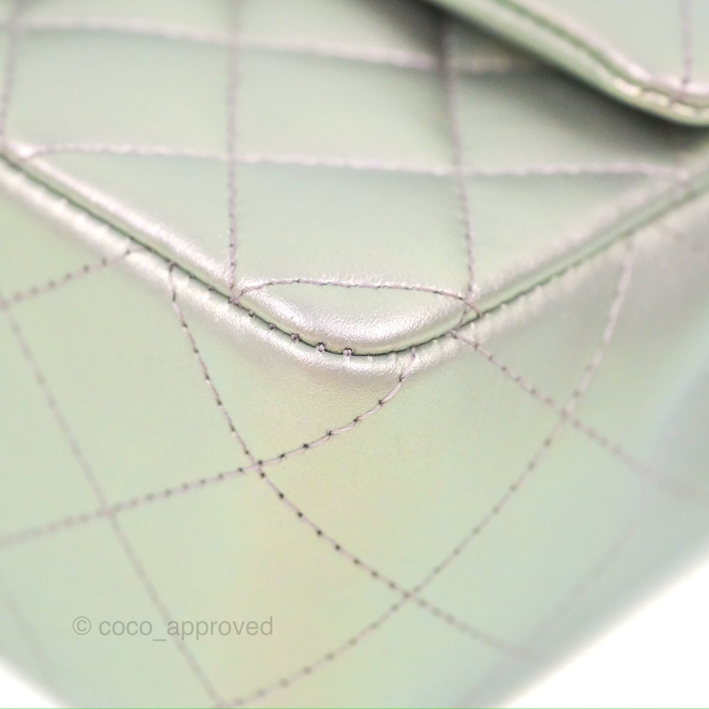 Chanel Quilted Mini Rectangular Iridescent Lilac Calfskin Silver Hardware