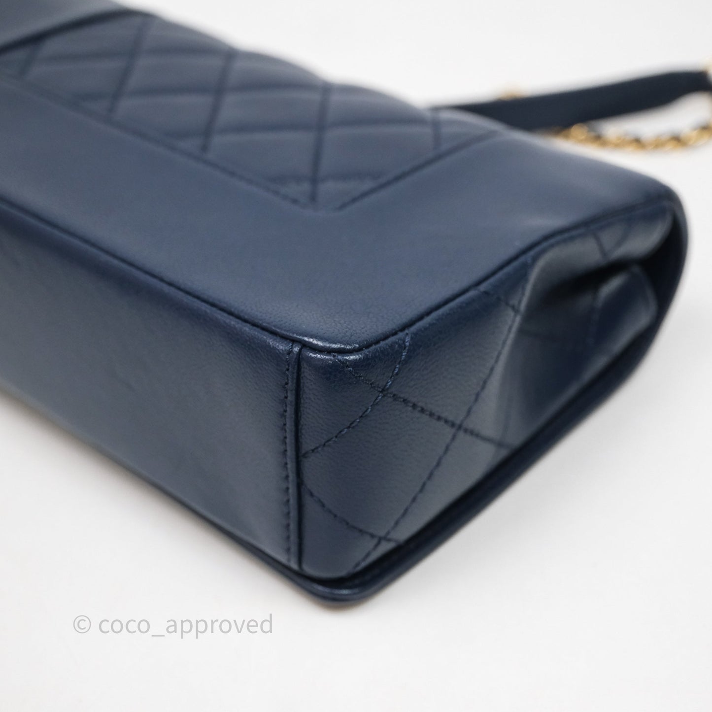 Chanel Mademoiselle Vintage Flap Bag Navy Sheepskin Gold Hardware