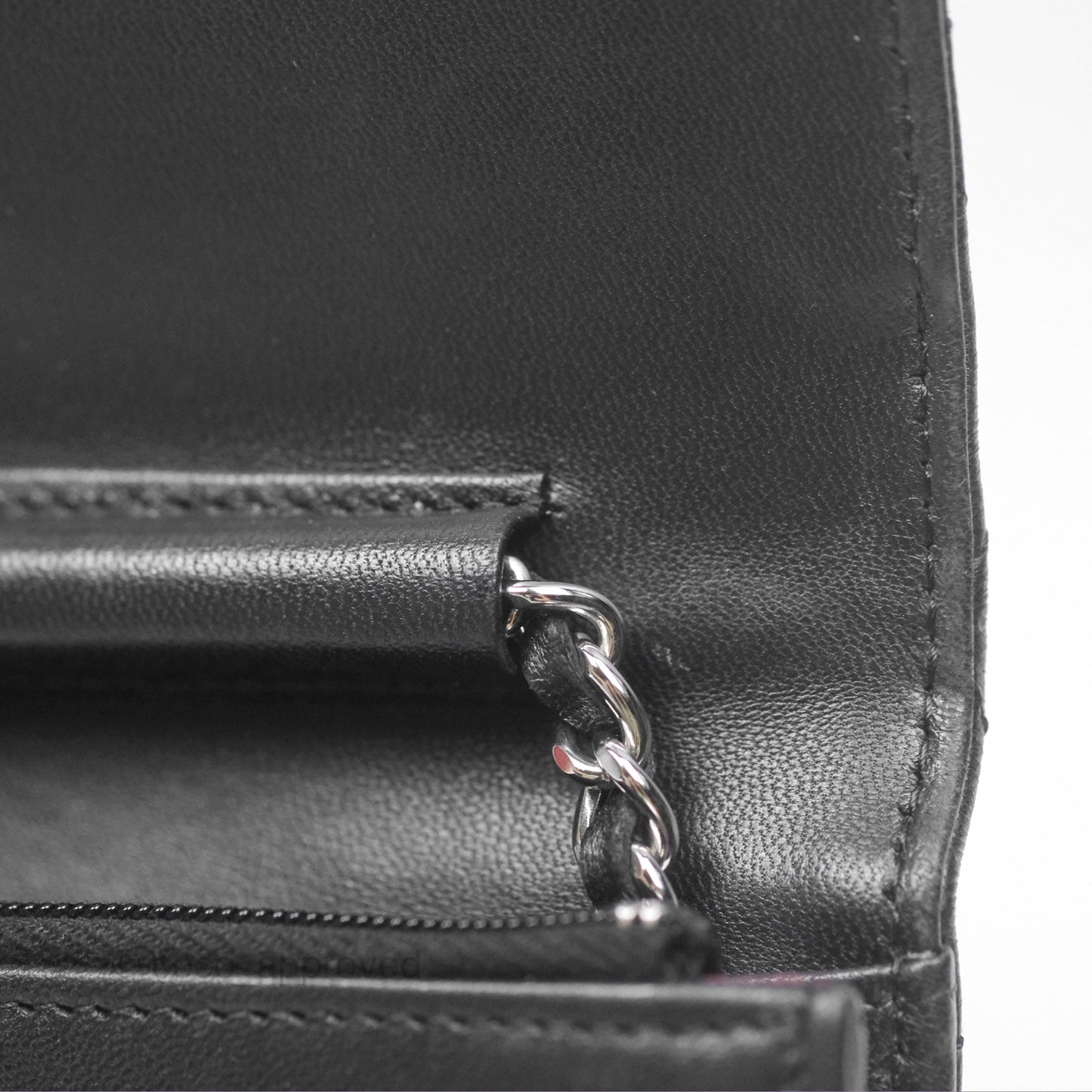 Chanel Quilted Classic Wallet on Chain WOC Black Lambskin Silver Hardware