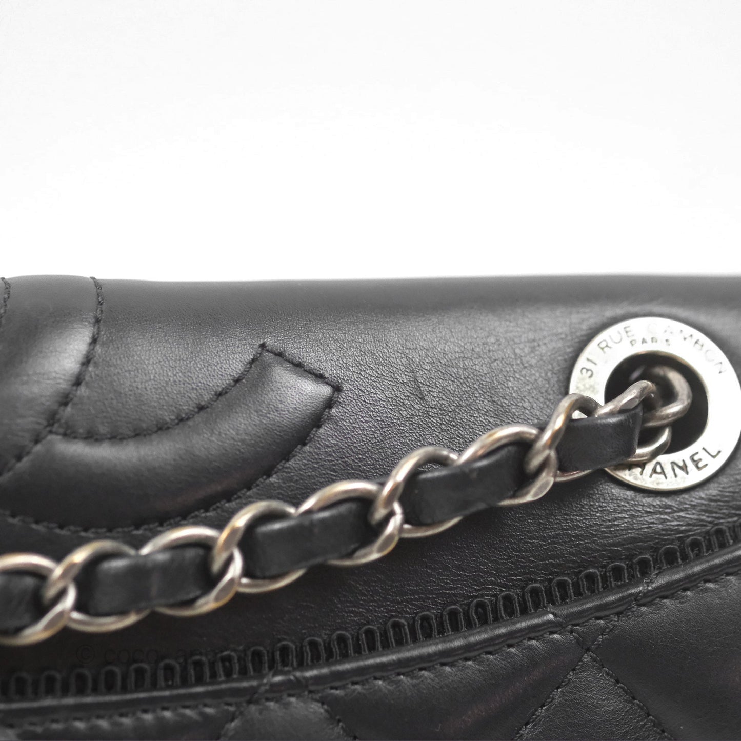 Chanel Quilted Ballerina Small Flap Bag Black Lambskin Ruthenium Hardware