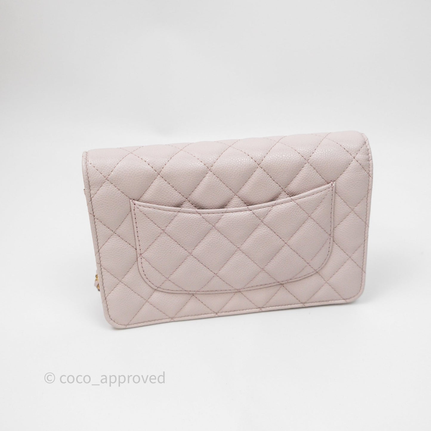 Chanel WOC Wallet On Chain CC Coco Chain Quilted Lilac Caviar Gold Hardware