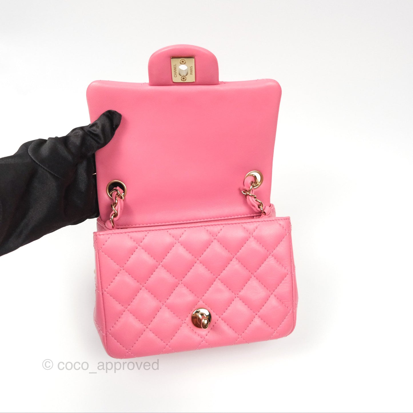 Chanel Quilted Mini Square Lambskin Pink Gold Hardware