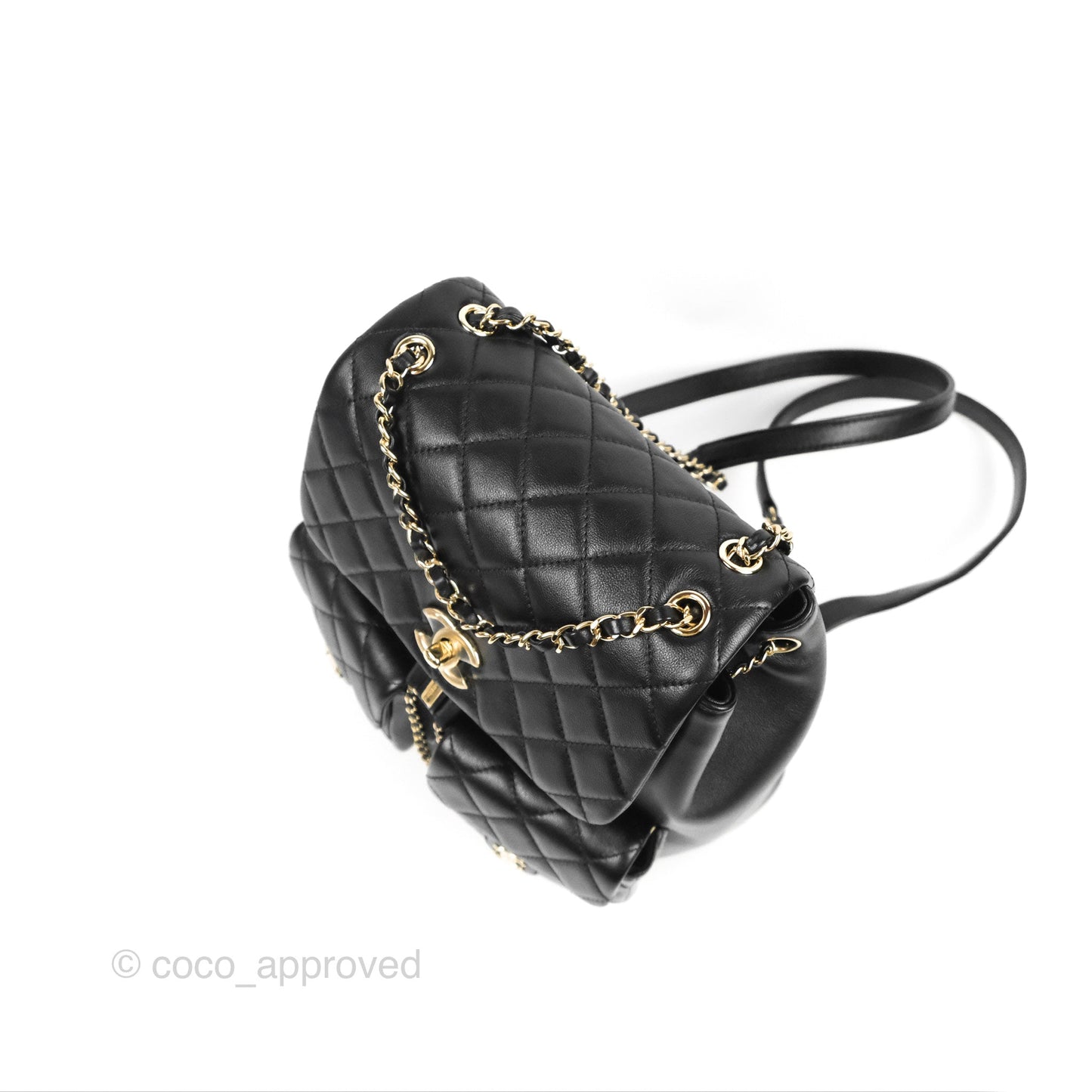 Chanel Duma Backpack Large Black Calfskin Gold Hardware 23P