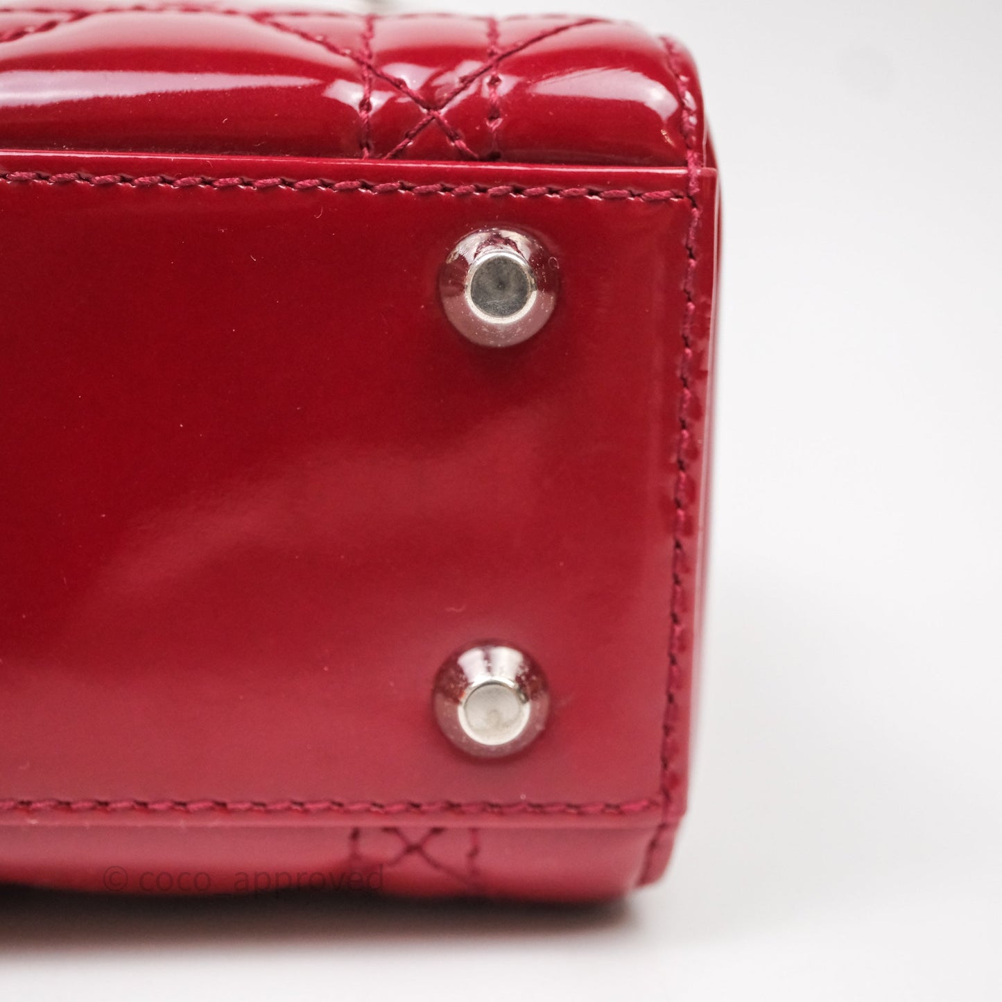 Christian Dior Mini Lady Dior Red Patent Cannage Silver Hardware