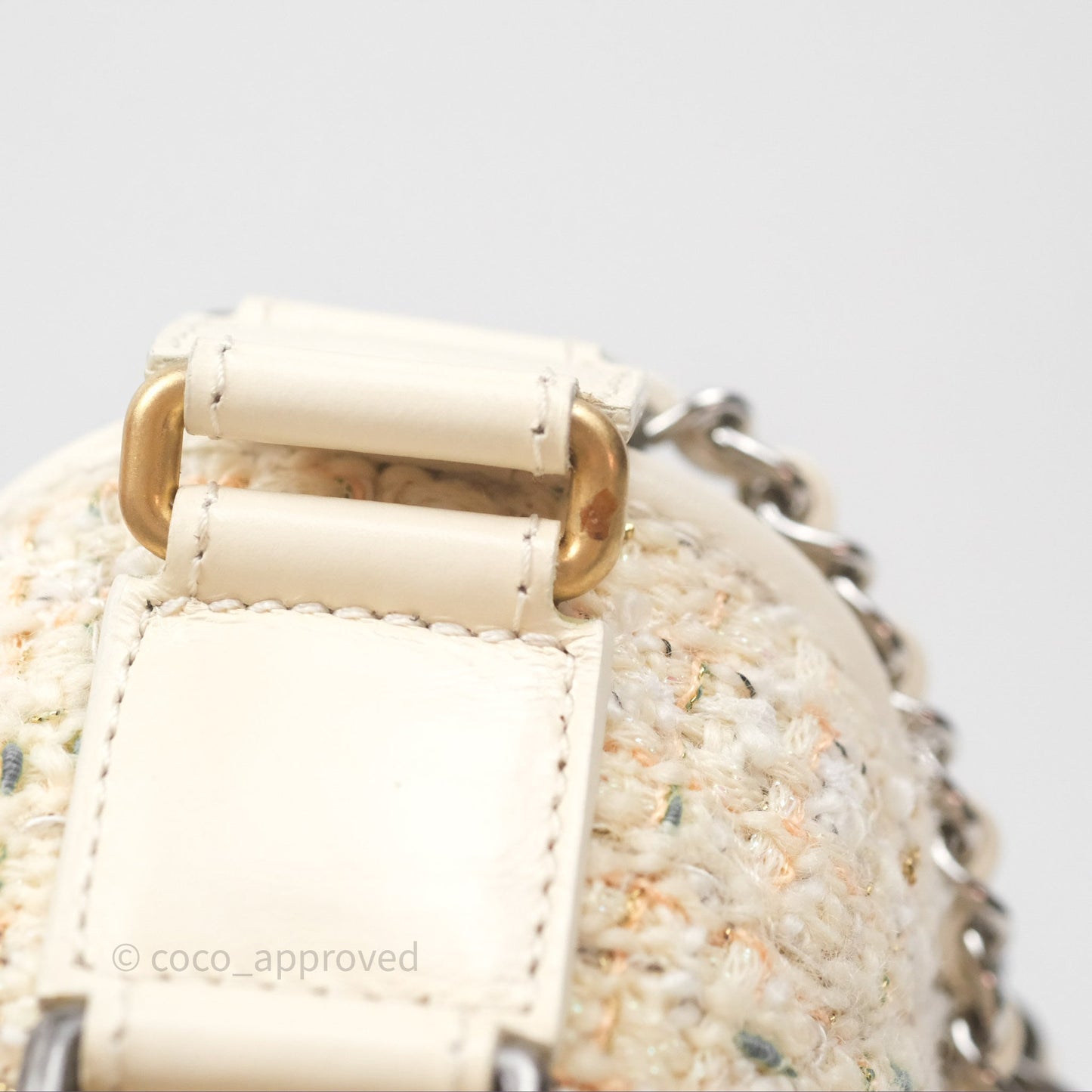 Chanel Small Gabrielle Hobo Quilted Ivory Tweed Aged Calfskin