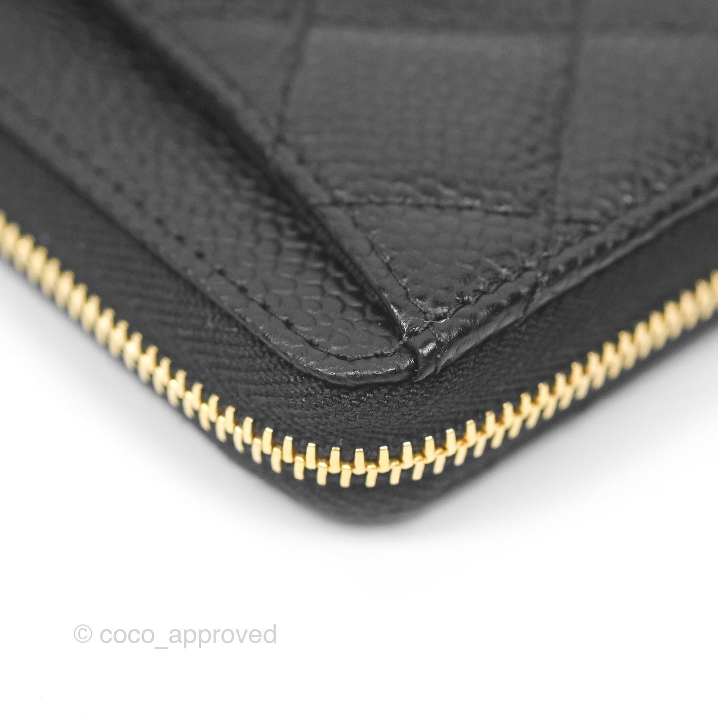 Chanel Classic Zipped Coin Purse Black Caviar Gold Hardware