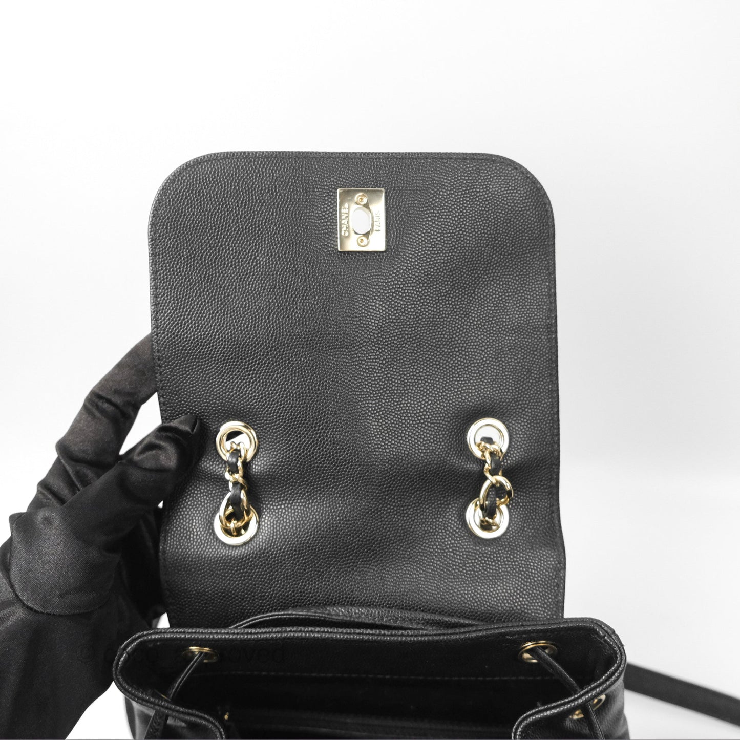 Chanel Quilted Business Affinity Backpack Black Caviar Gold Hardware