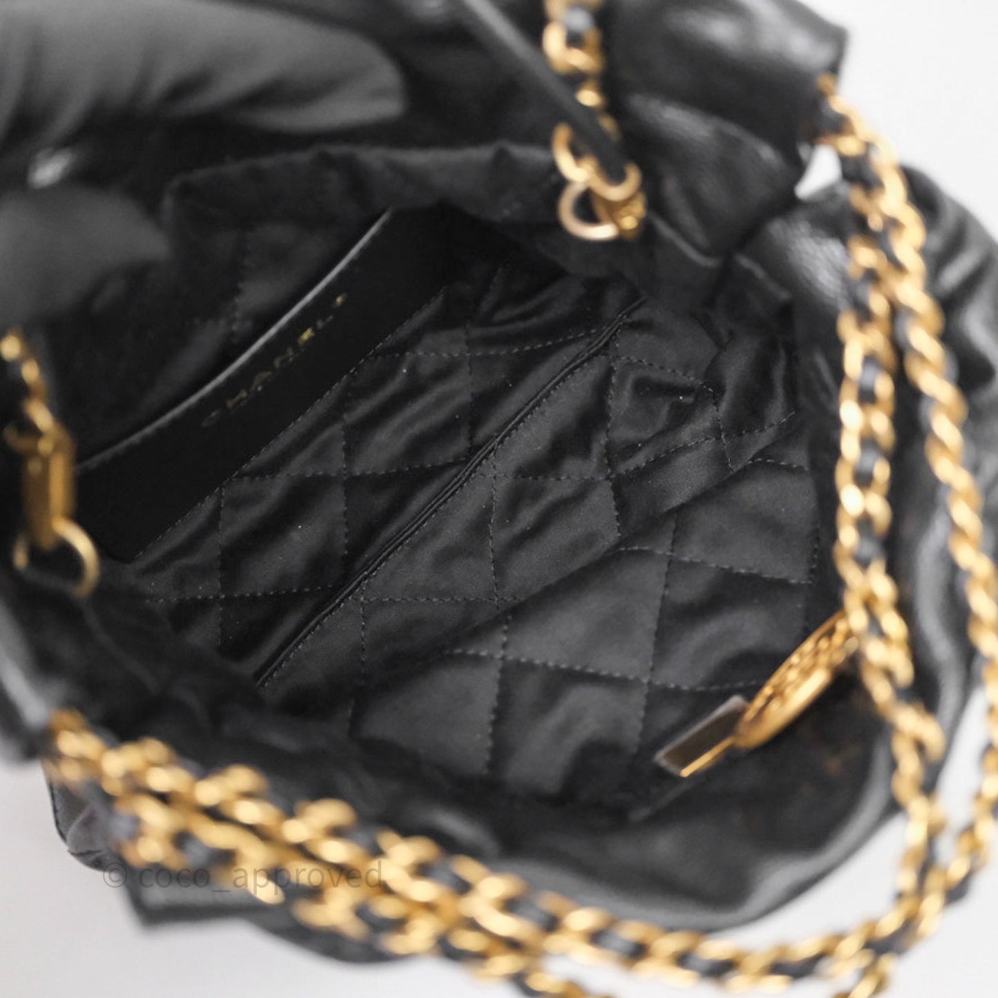 Chanel 22 Mini Black Caviar Aged Gold Hardware