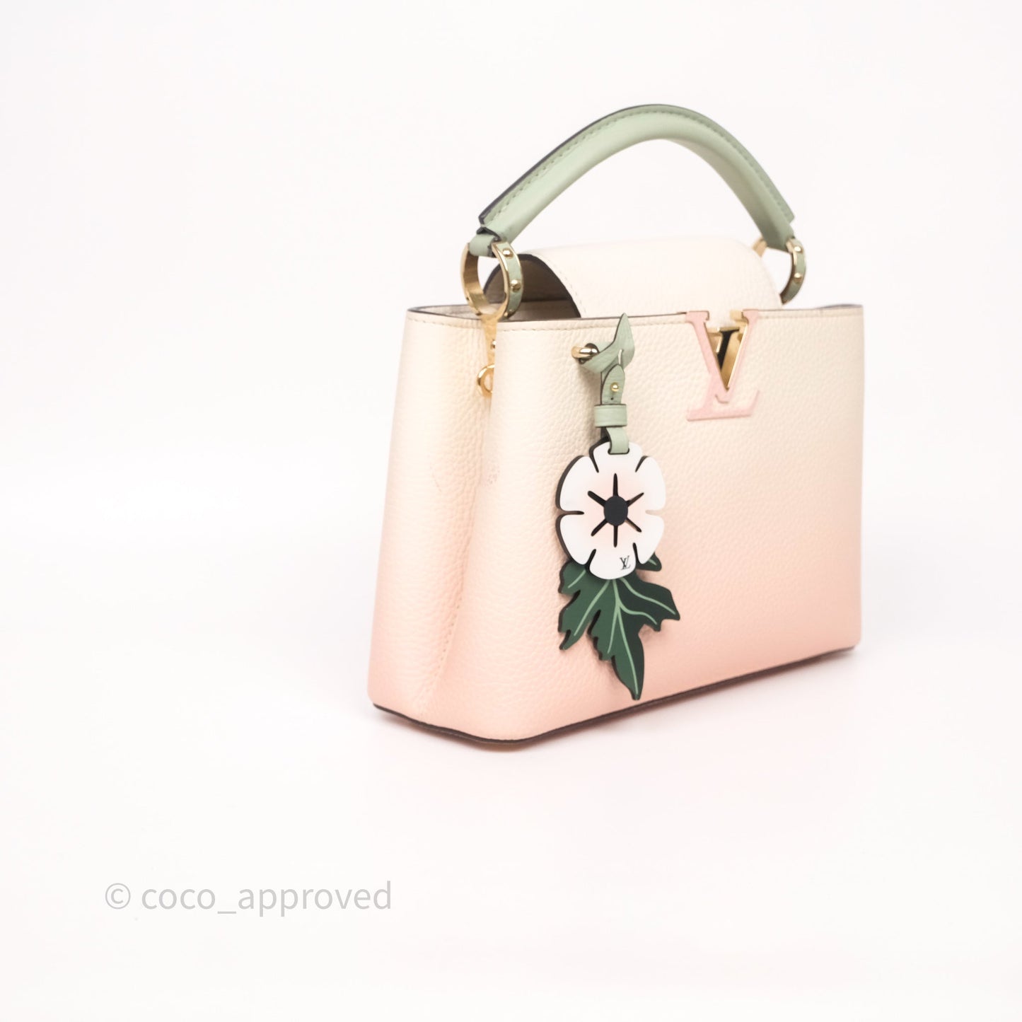 Louis Vuitton Capucines BB Creme Rose Jade Taurillon Leather Gold Hardware