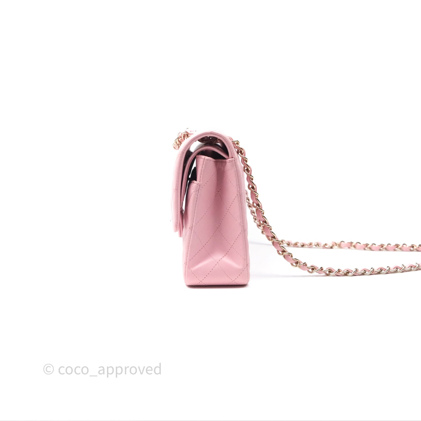 Chanel Classic M/L Medium Flap Quilted Pink Lambskin Gold Hardware