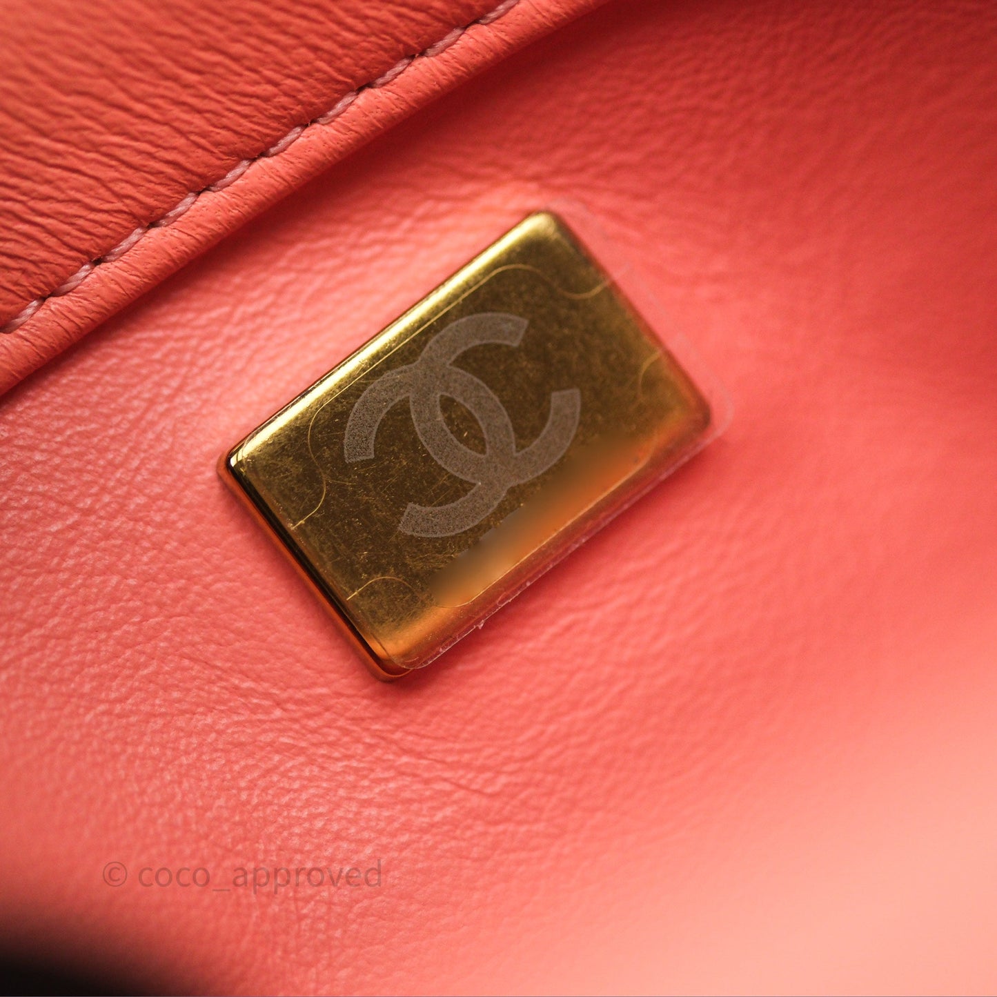 Chanel Pearl Crush Mini Square Quilted Peachy Pink Lambskin Aged Gold Hardware