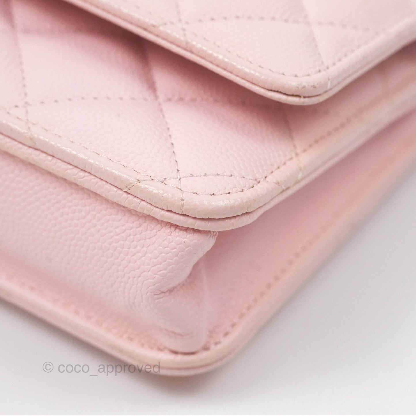 Chanel Quilted Classic Wallet on Chain WOC Pink Caviar Gold Hardware