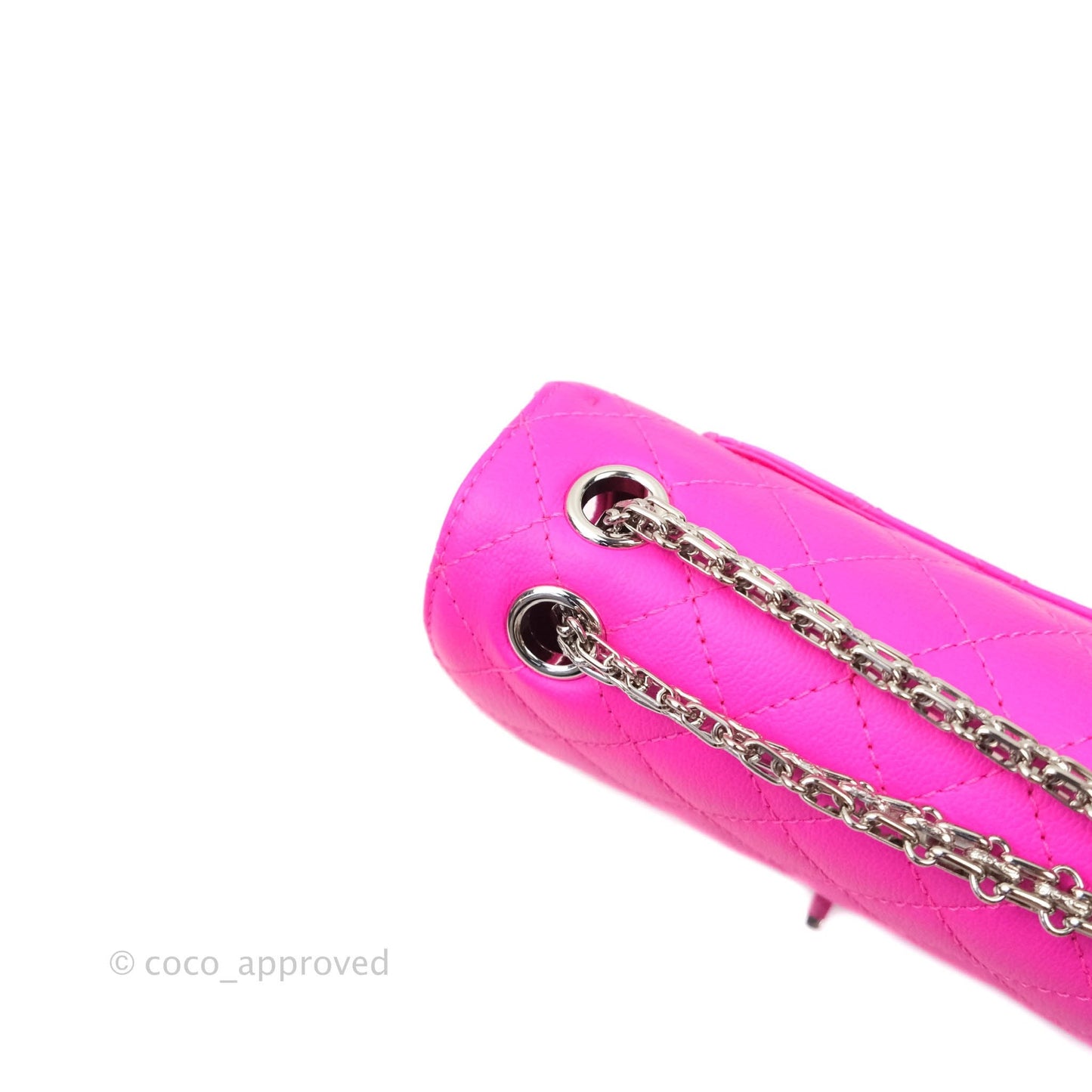 Chanel Mini Reissue 224 Fuchsia Neon Pink Goatskin Silver Hardware