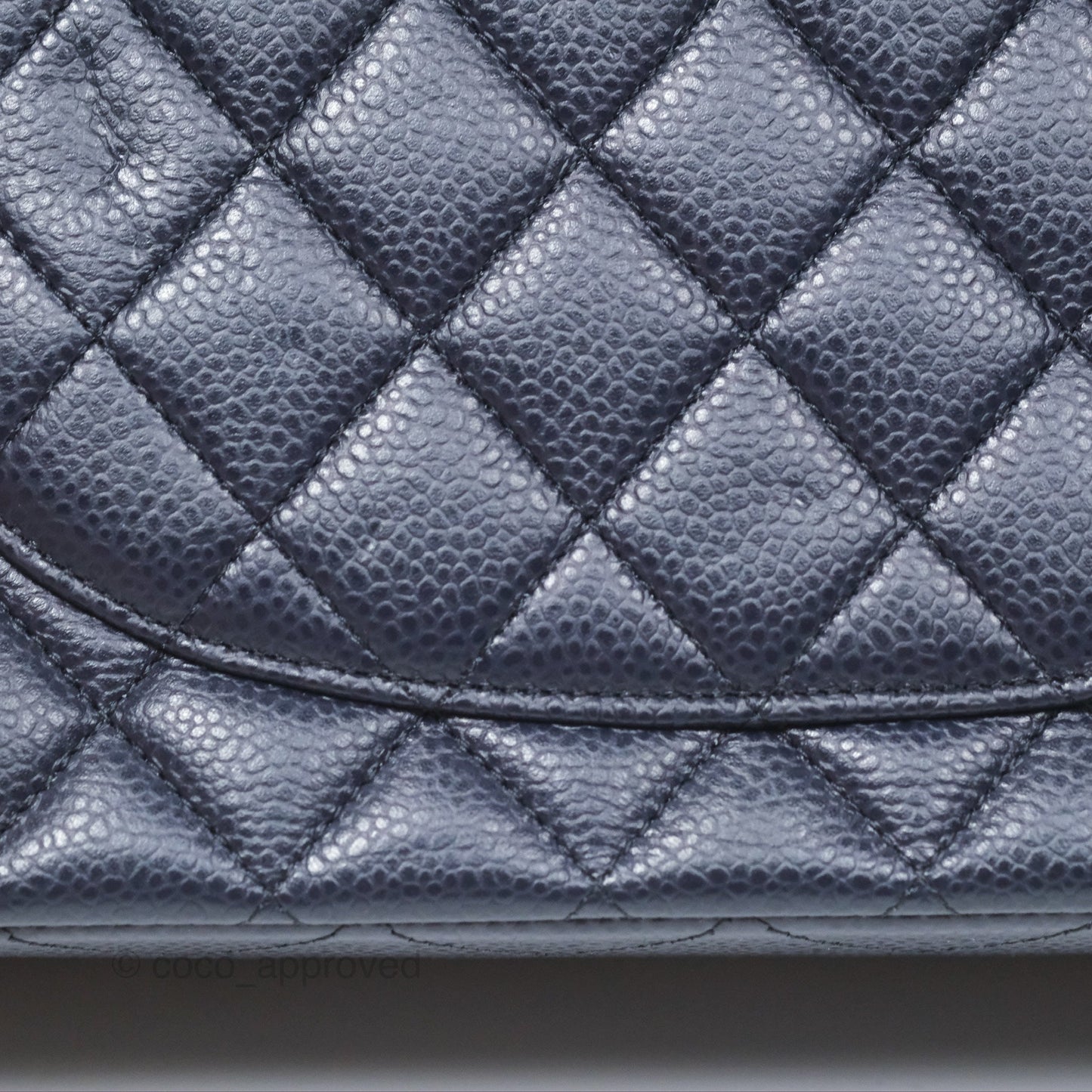 Chanel Classic M/L Medium Flap Quilted French Navy Caviar Aged Gold Hardware