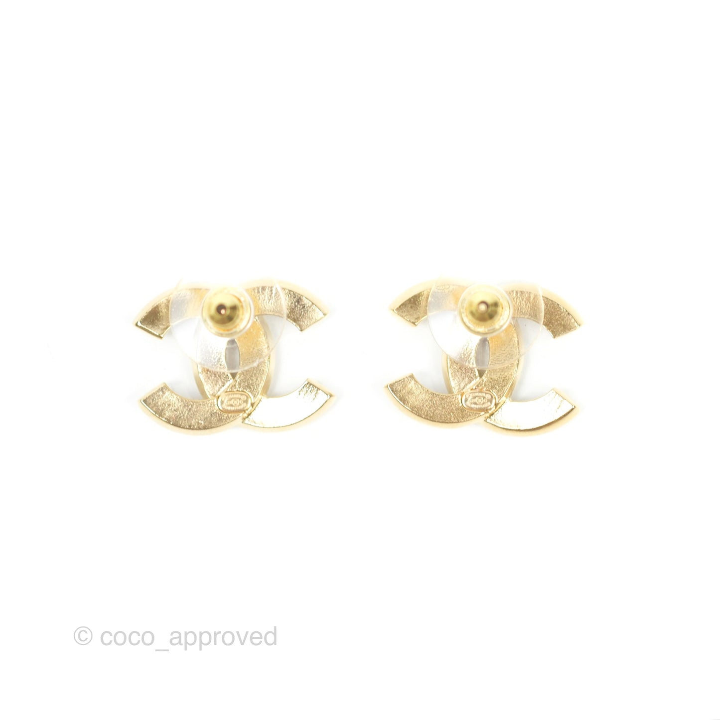 Chanel Crystal & Black CC Earrings Gold Tone 24C