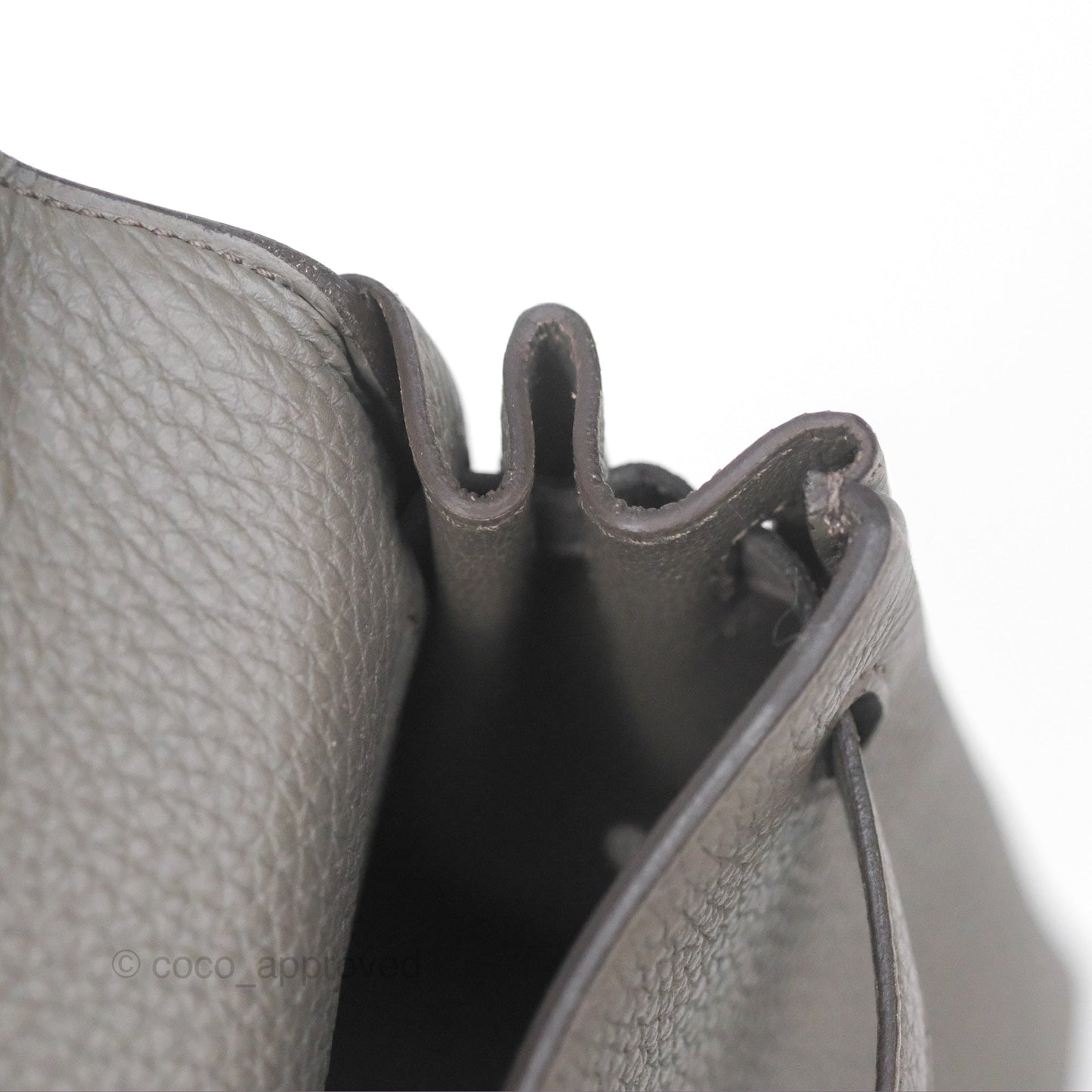 Hermès Kelly 25 Retourne Gris Etain 8F Togo Gold Hardware