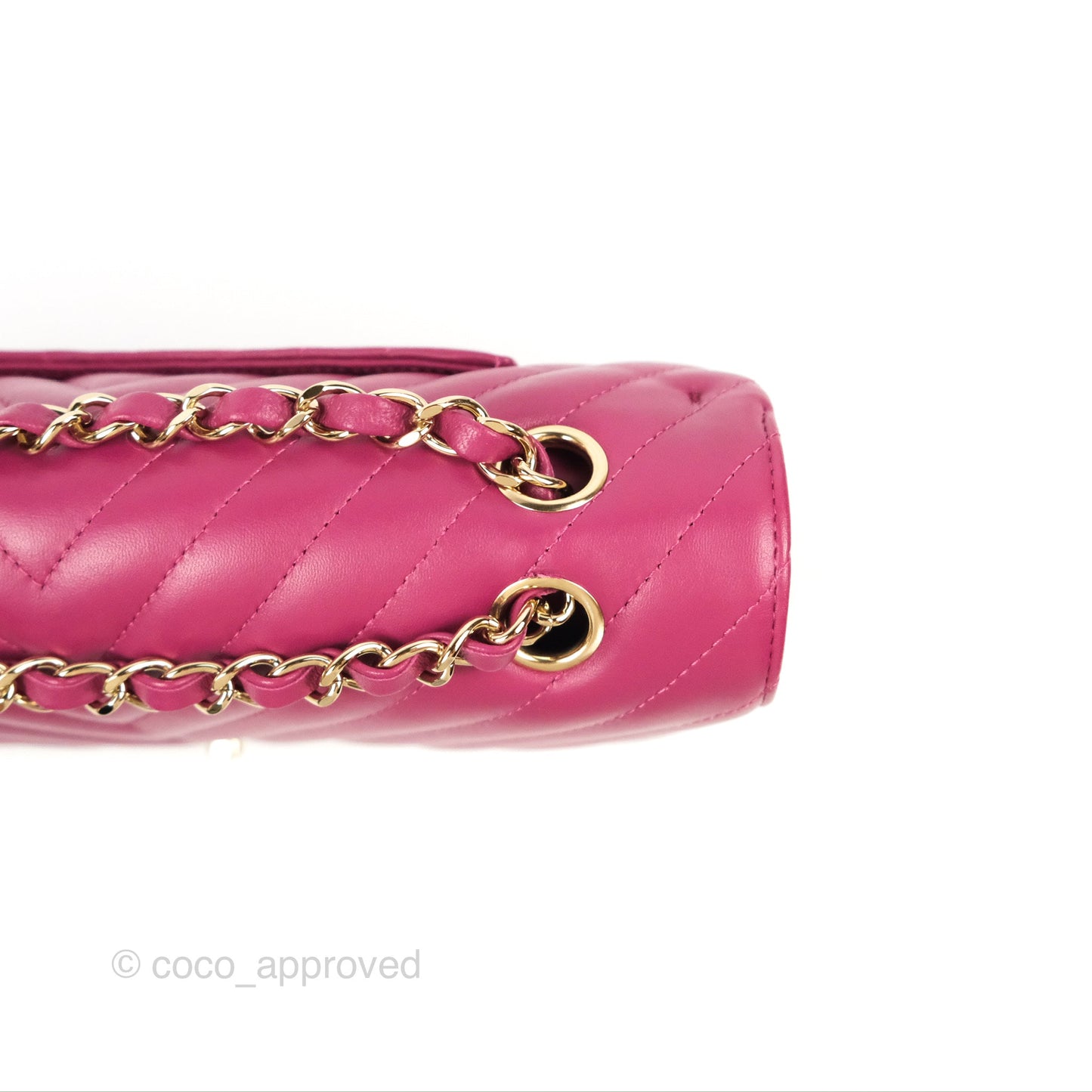 Chanel Medium Classic Flap Chevron Plum Pink Lambskin Gold Hardware