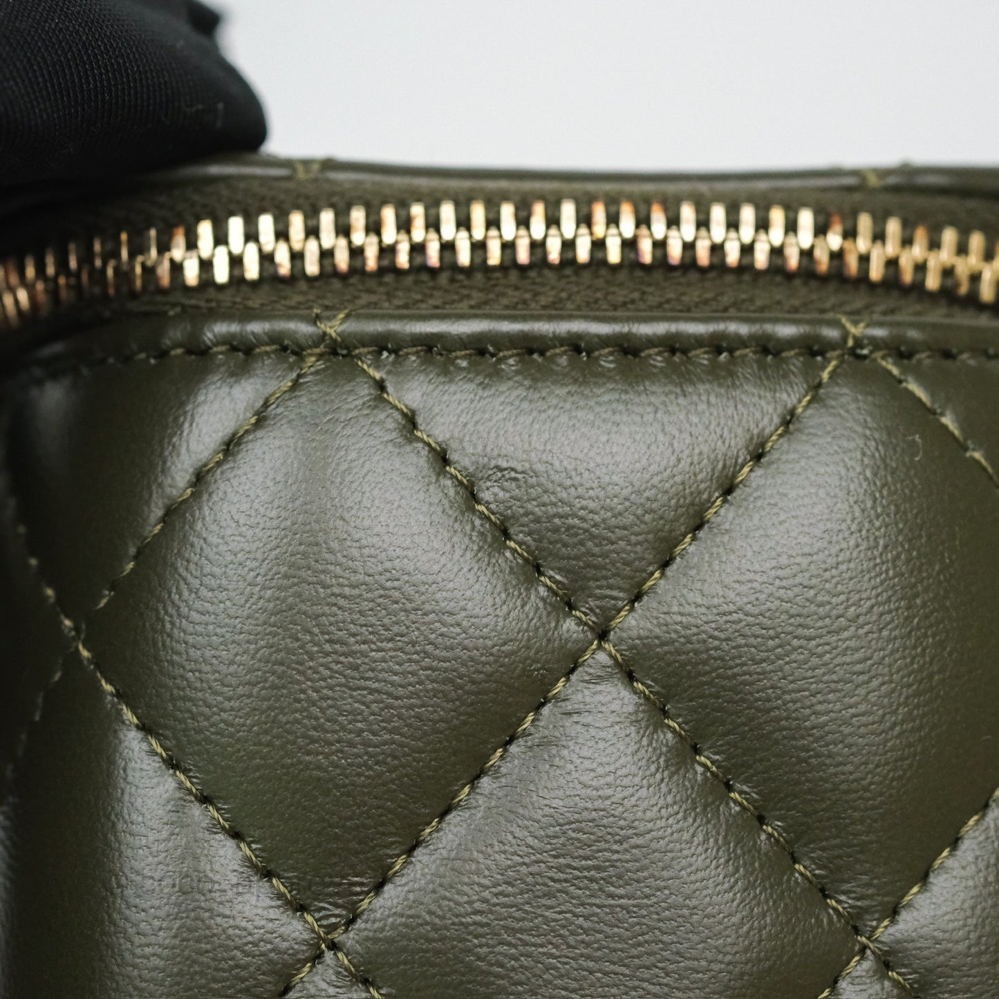 Chanel All Slide Vanity with Adjustable Chain Dark Olive Green Lambskin Aged Gold Hardware