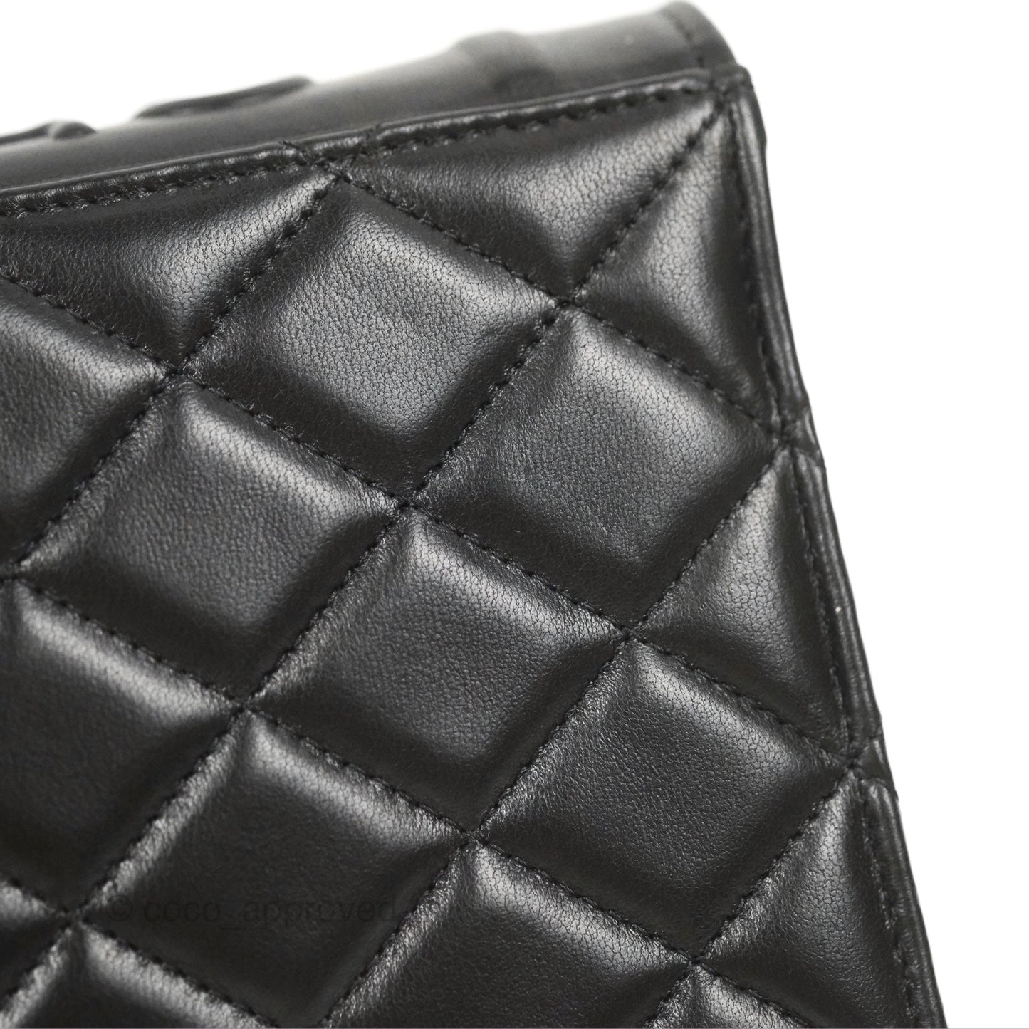 Chanel Quilted Book Wallet on Chain WOC Black Lambskin Gold Hardware