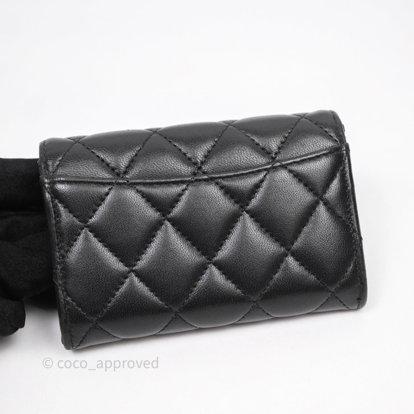 Chanel Quilted Flap Card Holder Black Lambskin Gold Hardware