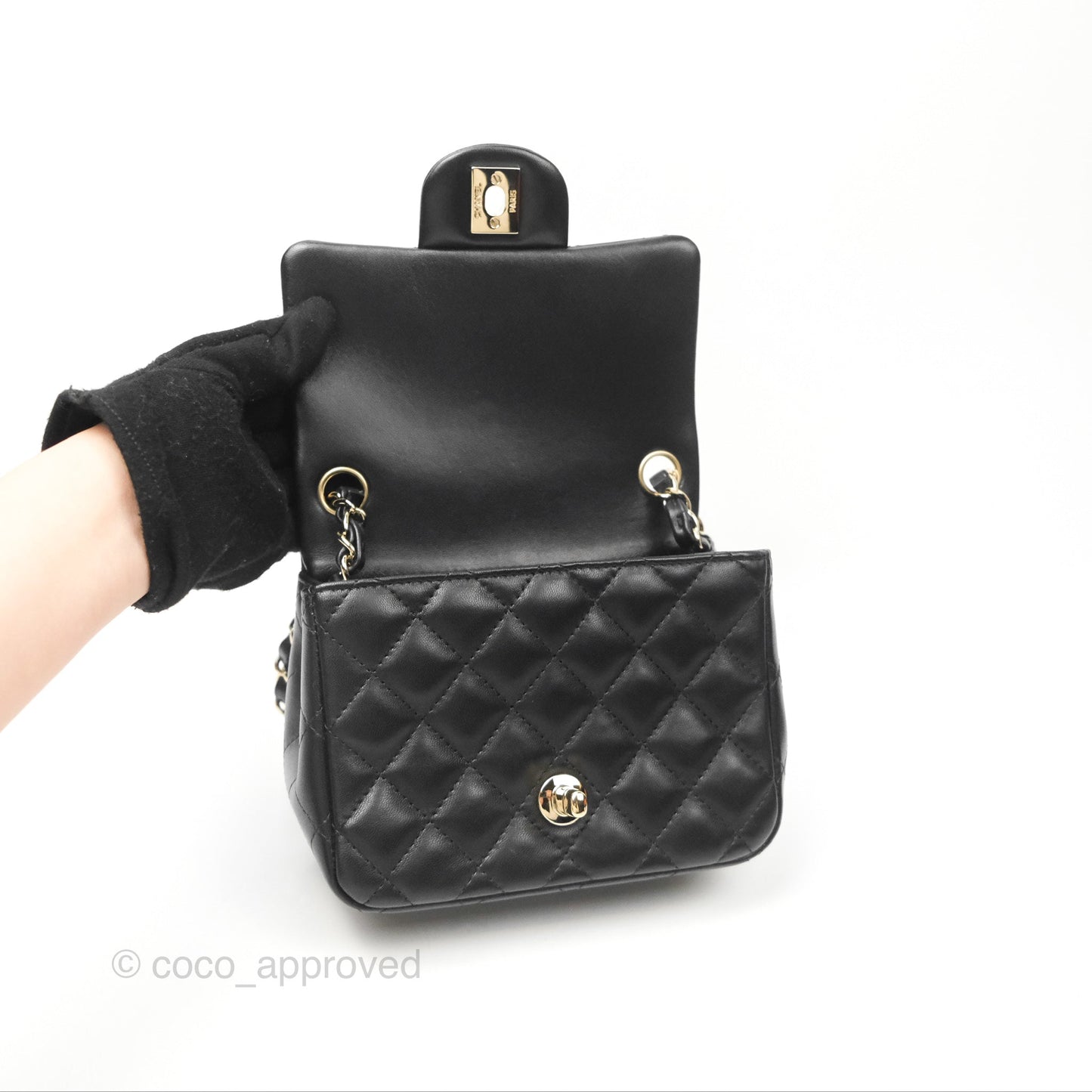 Chanel Mini Square Black Lambskin Gold Hardware