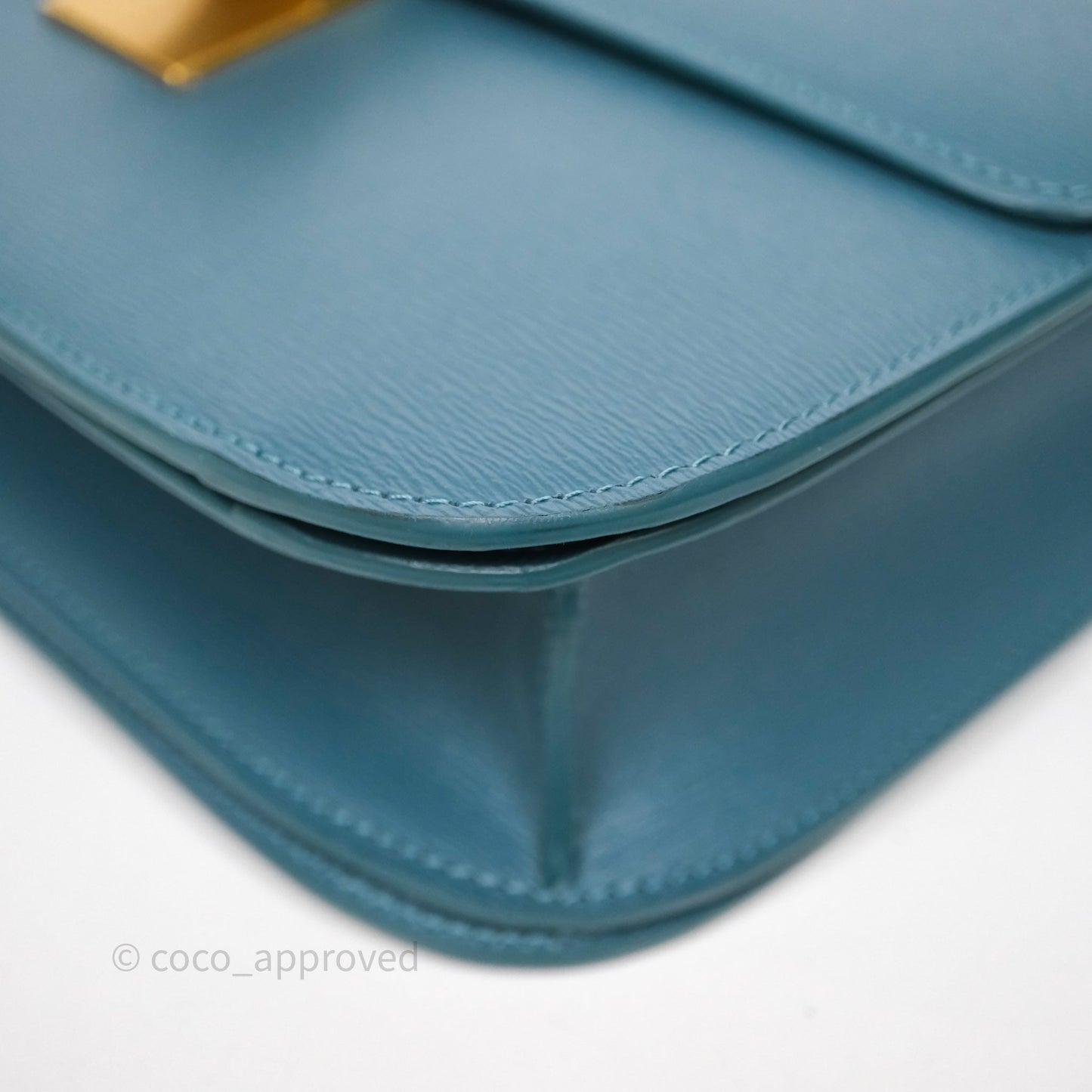 Celine Medium Classic Box Flap Blue Green Calfskin Gold Hardware