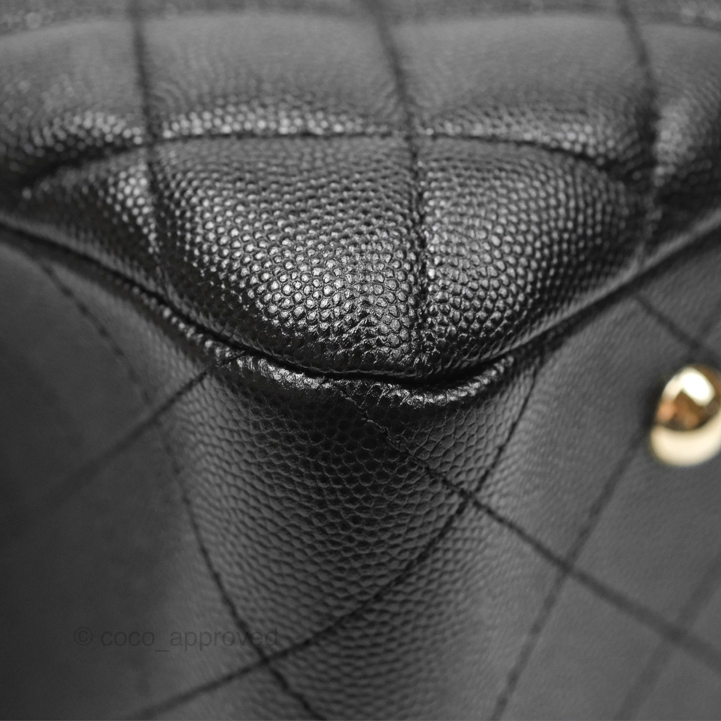 Chanel Large Shopping Tote Quilted Black Caviar Gold Hardware