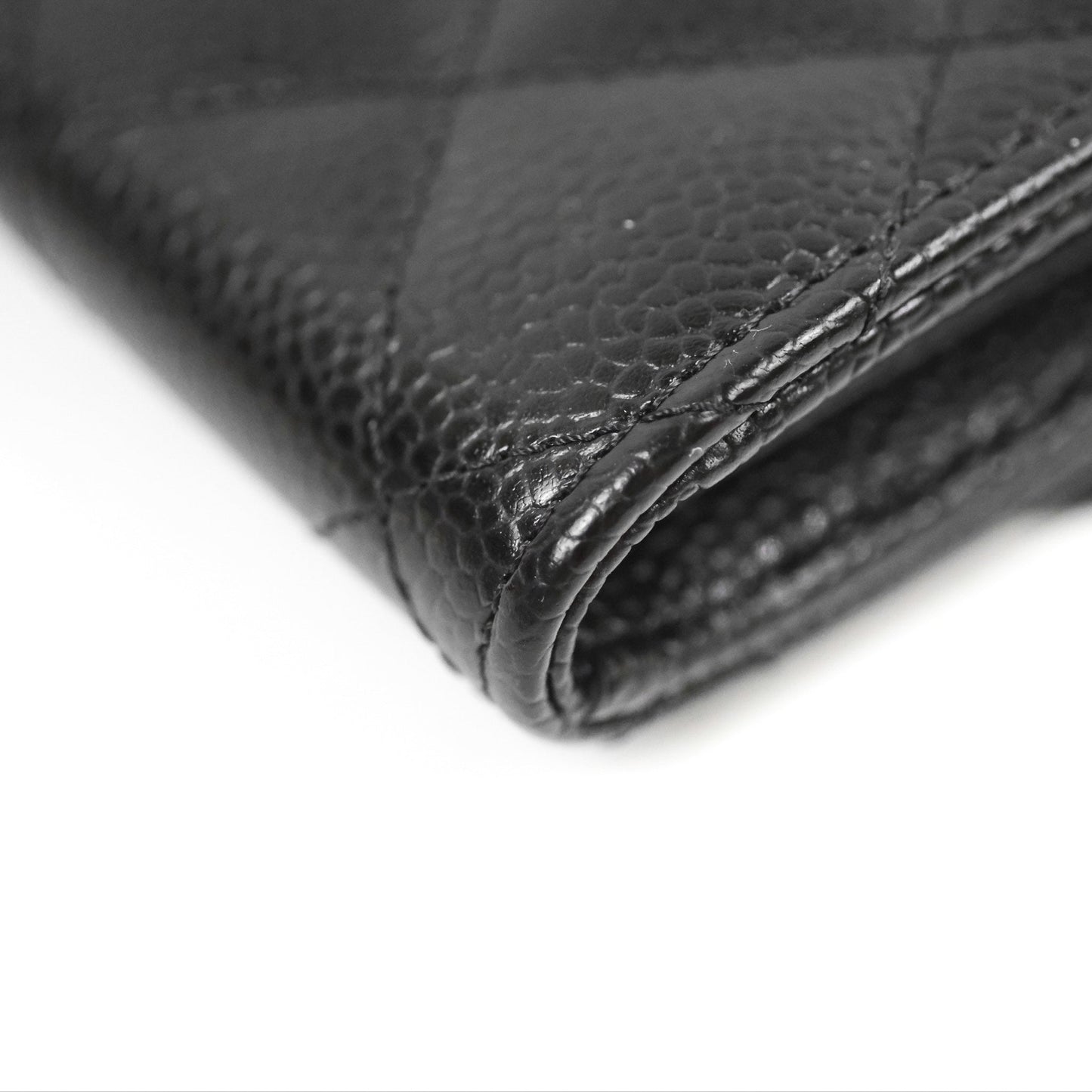 Chanel Quilted Classic Zip Long Wallet Black Caviar Silver Hardware