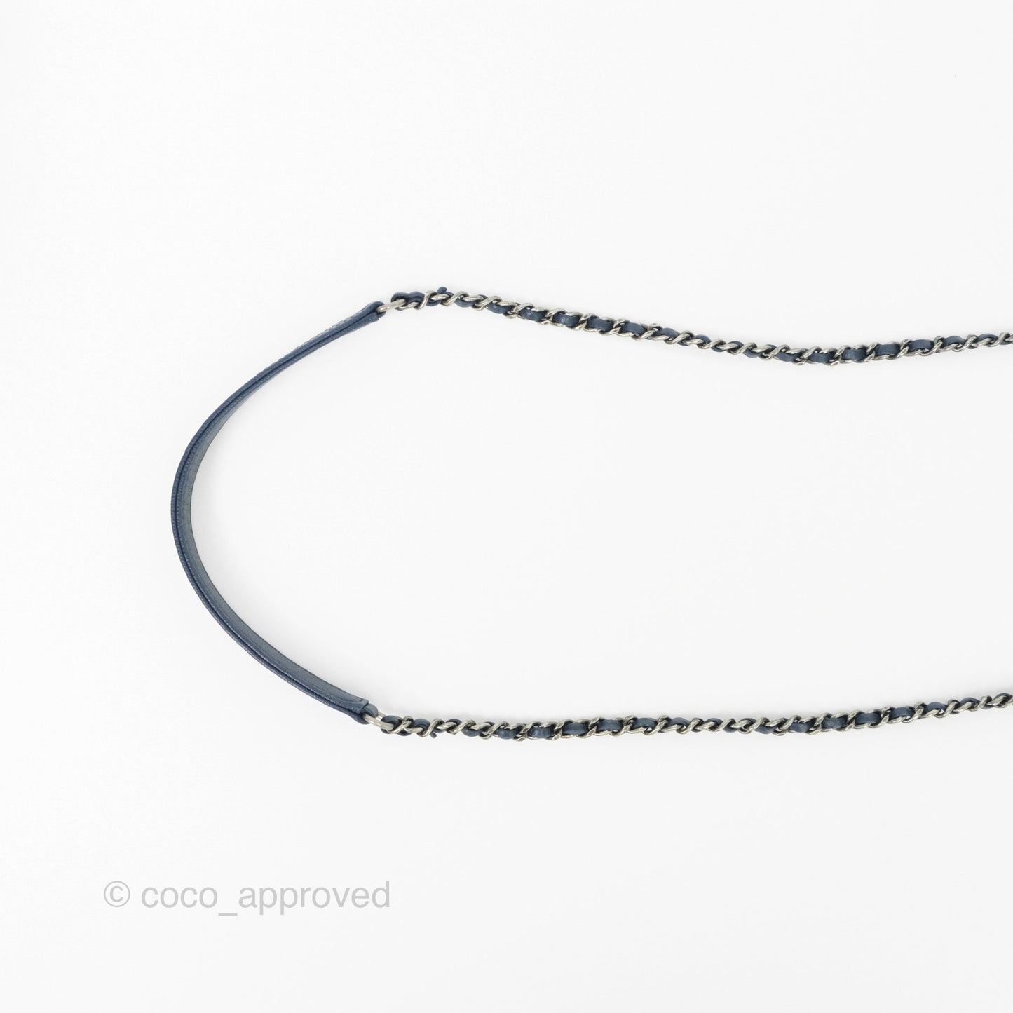 Chanel Small Coco Handle Navy Caviar Ruthenium Hardware Lizard Handle
