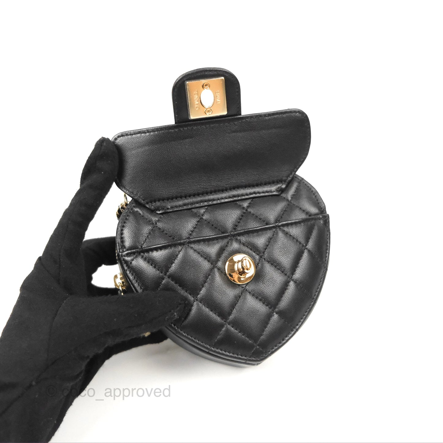 Chanel Small Heart Bag Black Lambskin Gold Hardware 22S