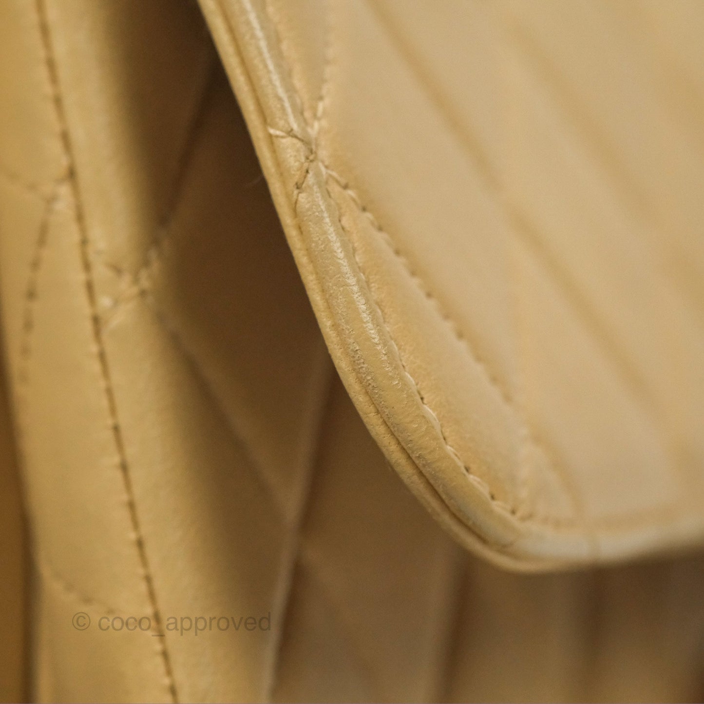 Chanel Vintage Double Sided Flap Bag Quilted Beige Lambskin Gold Hardware