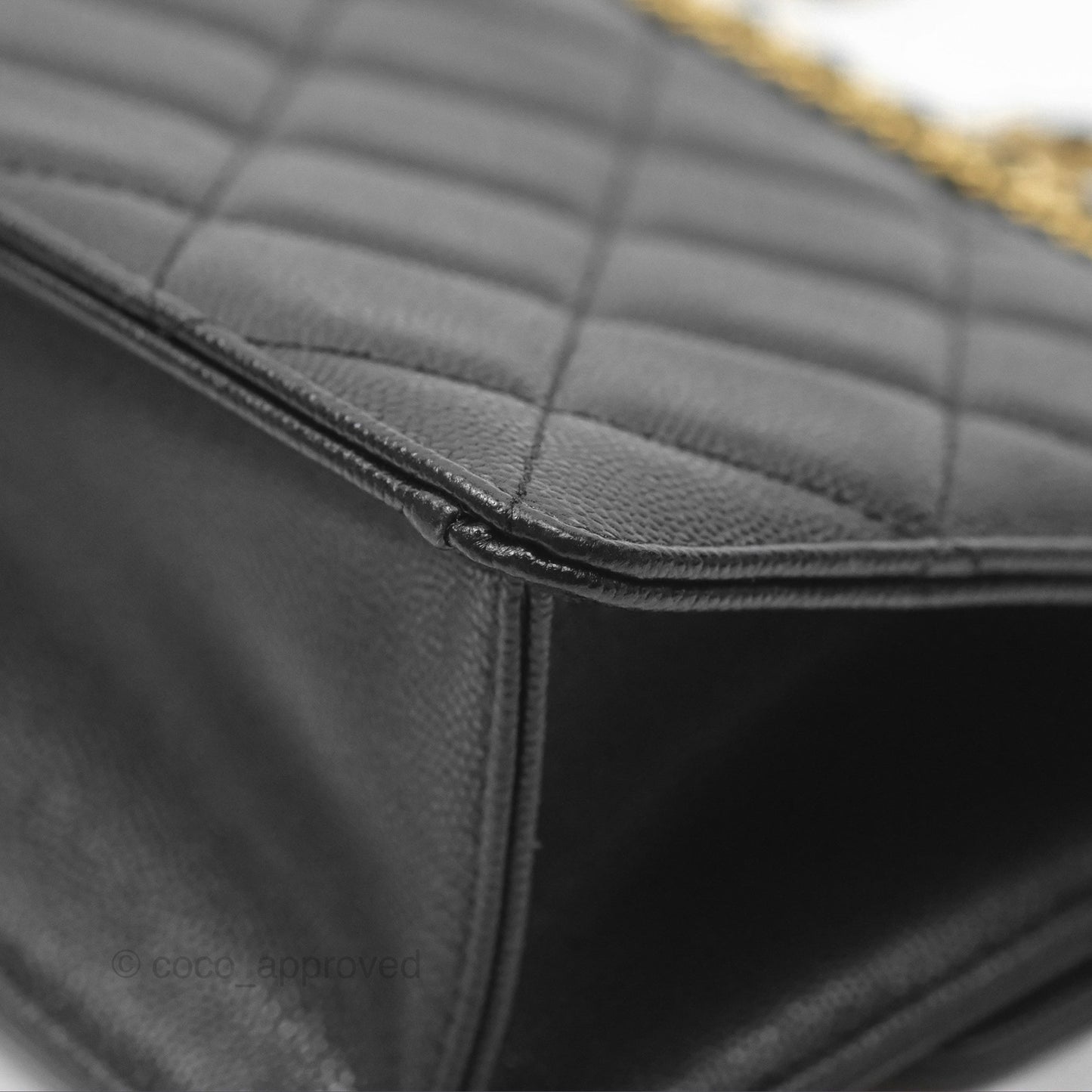 Chanel Chain Flap Bag Black Caviar Aged Gold Hardware 23A