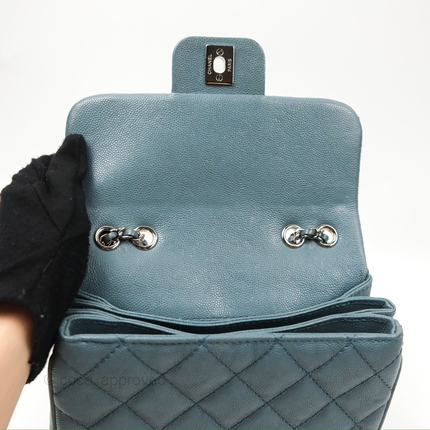 Chanel Quilted Small Urban Companion Flap Bag Blue Caviar Silver Hardware