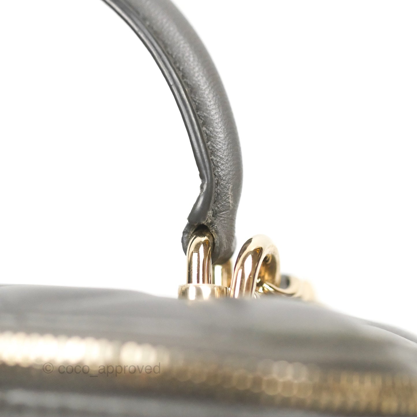 Chanel Vanity Rectangular Top Handle Dark Grey Lambskin Gold Hardware