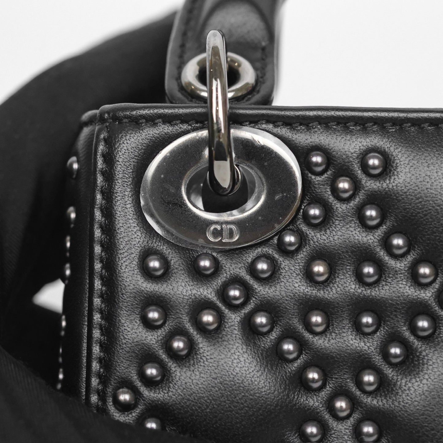 Christian Dior Micro Lady Dior Studded Cannage Black Lambskin