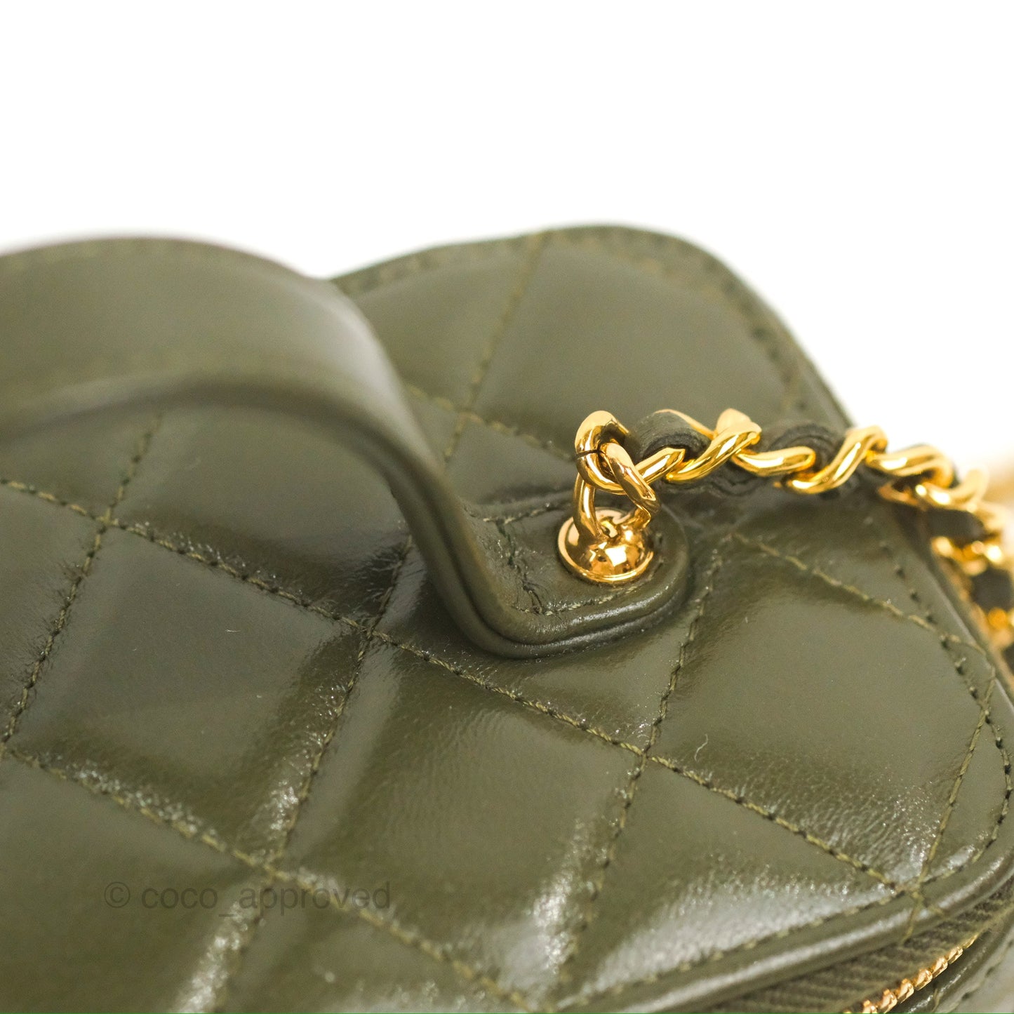 Chanel Cargo Pocket Top Handle Vanity with Chain Khaki Green Lambskin 22K