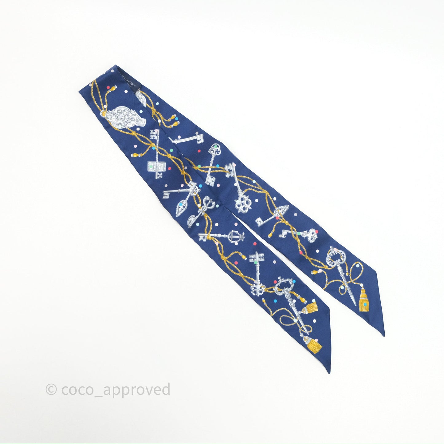 Hermès Silk Les Cles a Pois Twilly
