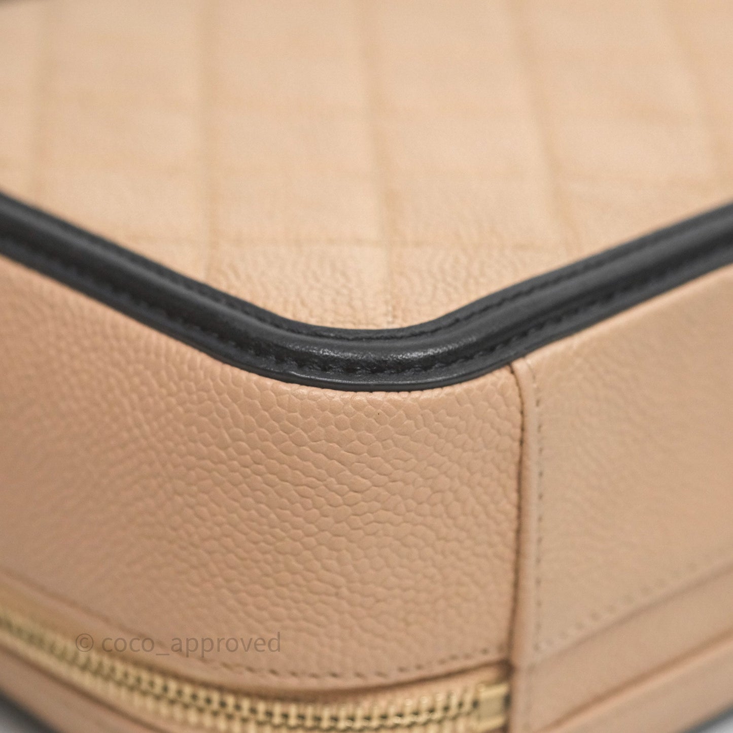 Chanel Medium CC Filigree Vanity Case Quilted Beige Black Caviar