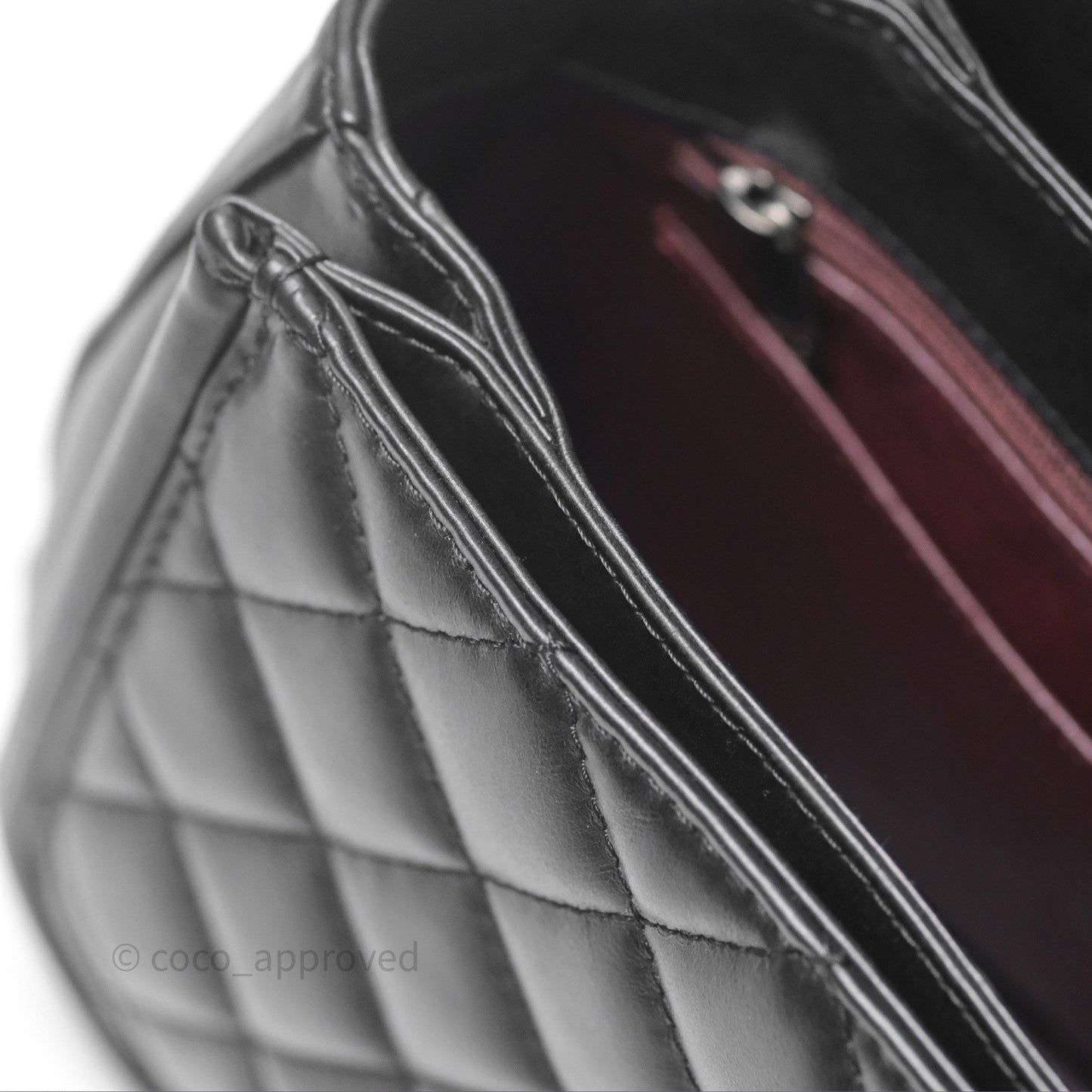 Chanel Quilted Large Prestige Top Handle Flap Calfskin Black Ruthenium Hardware