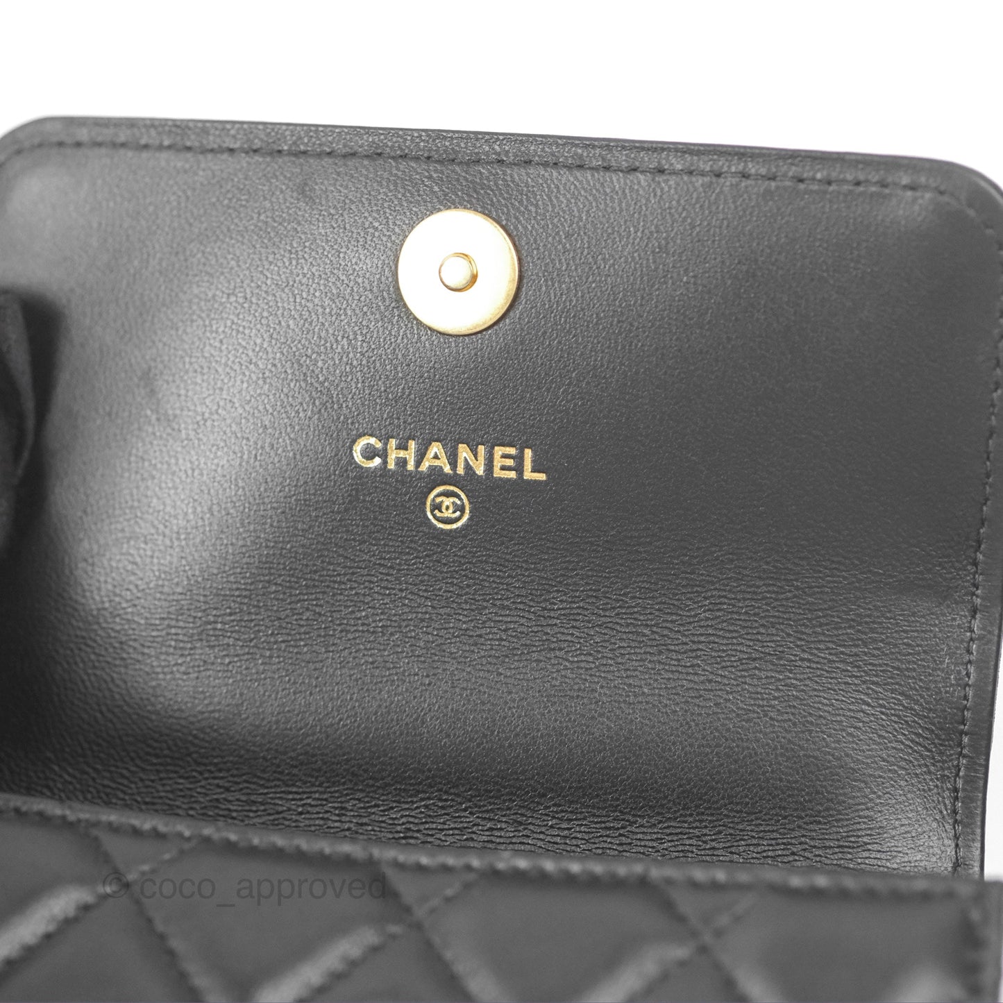 Chanel Top Handle Clutch With Chain Black Lambskin Aged Gold Hardware