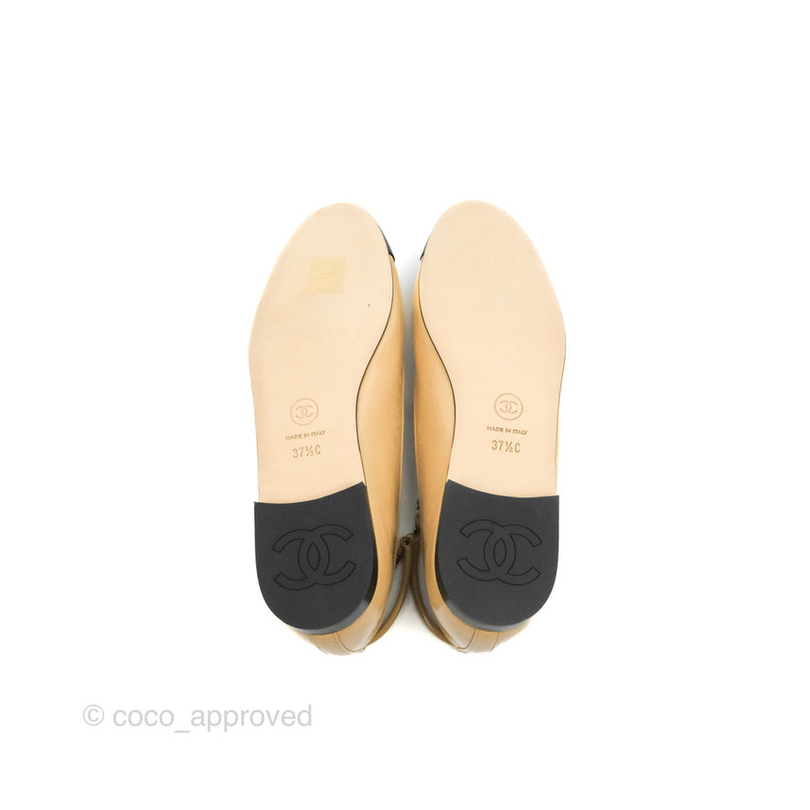 Chanel Cap Toe Ankle Chain Ballerina Flats Black/Beige